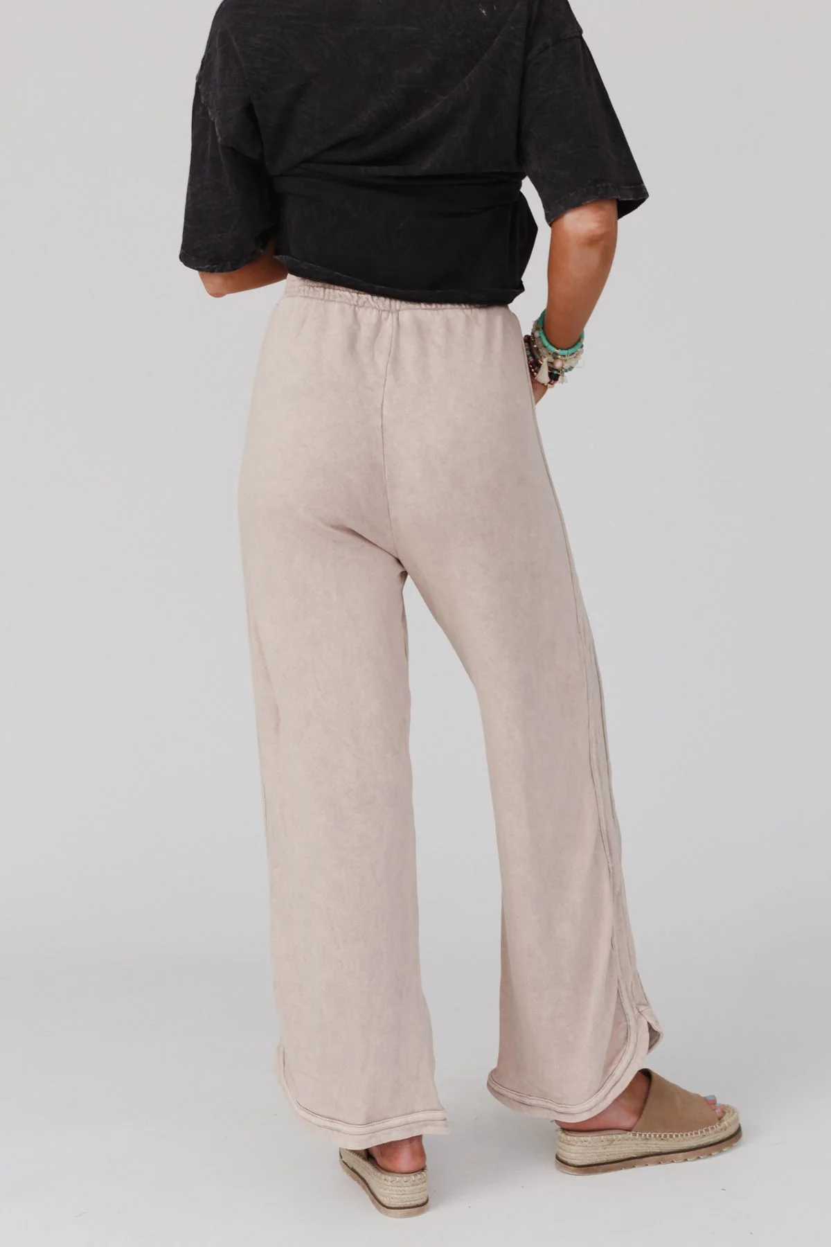 So Comfy Wide Leg Pant Full Length - Taupe - Image 3