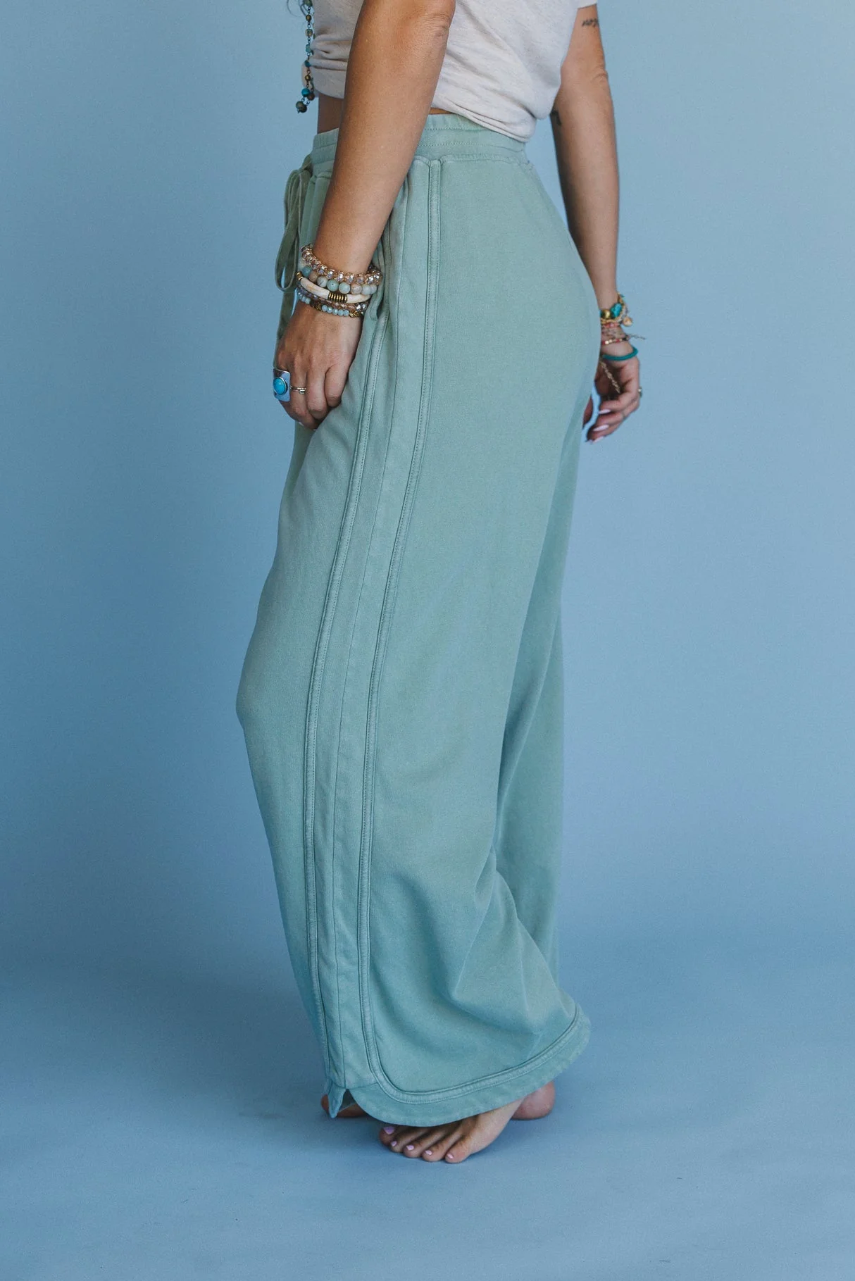 So Comfy Wide Leg Pant Cropped Length - Sage - Image 5