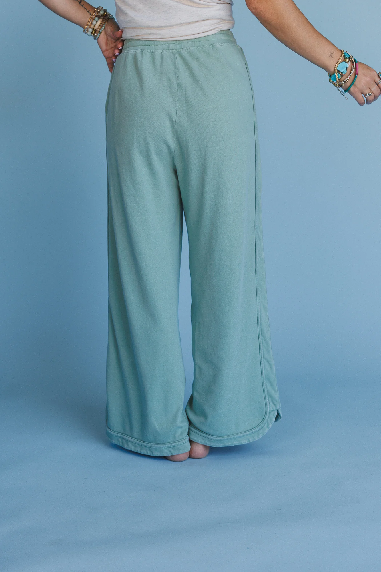 So Comfy Wide Leg Pant Cropped Length - Sage - Image 6