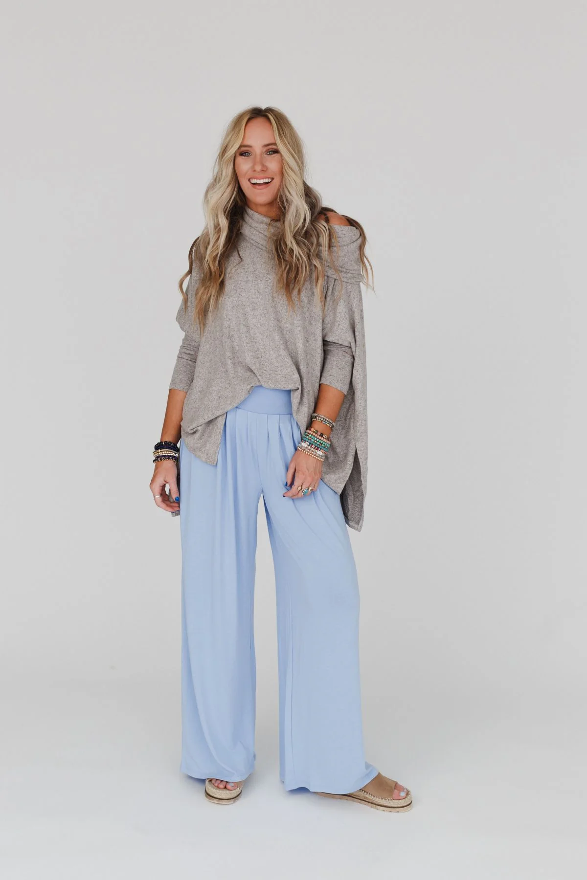 The Nest So Versatile Flowy Knit Sweater - Oatmeal - Image 2