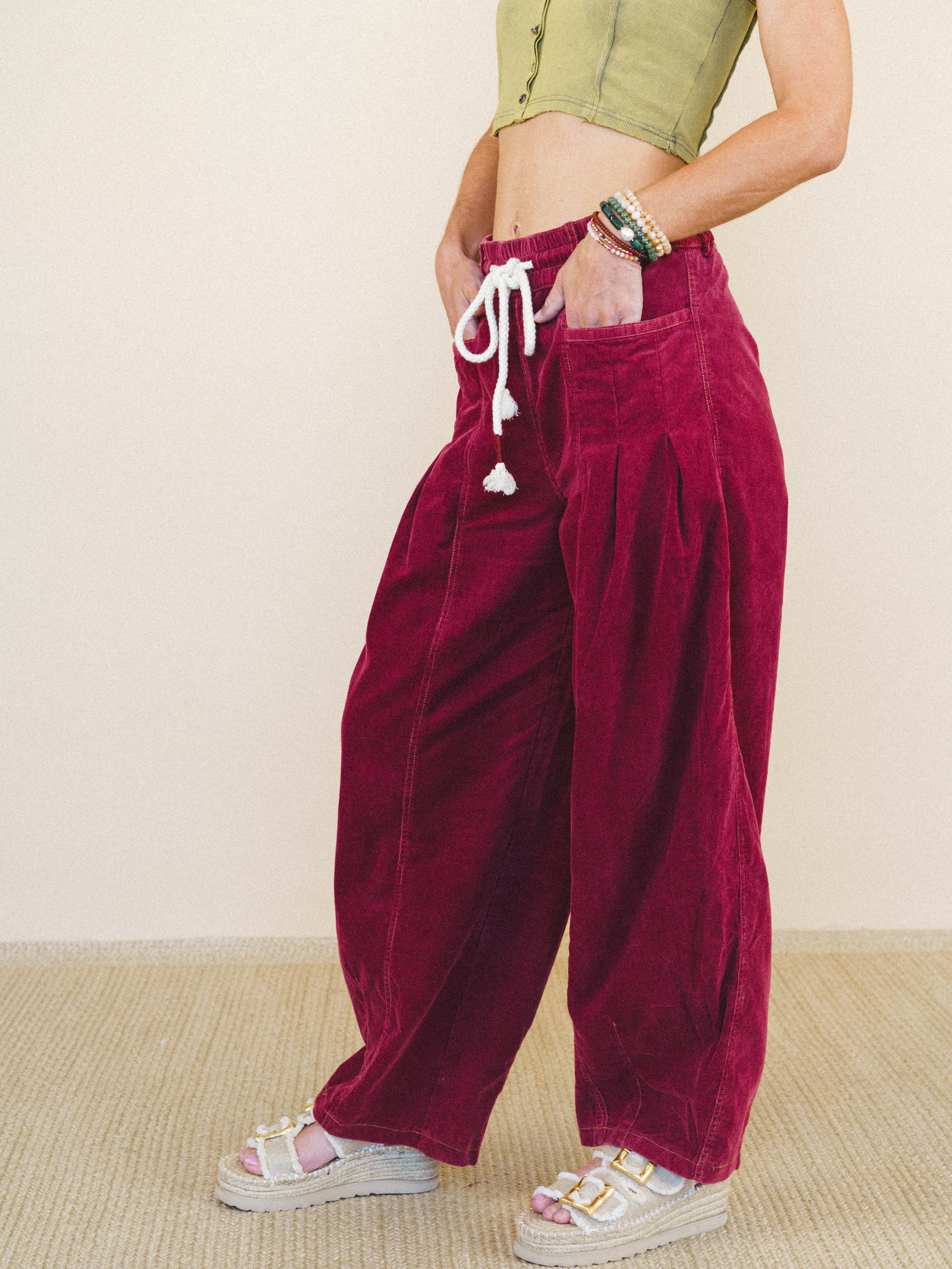 Soft Mirage Wide Leg Pants - Burgundy - Image 3