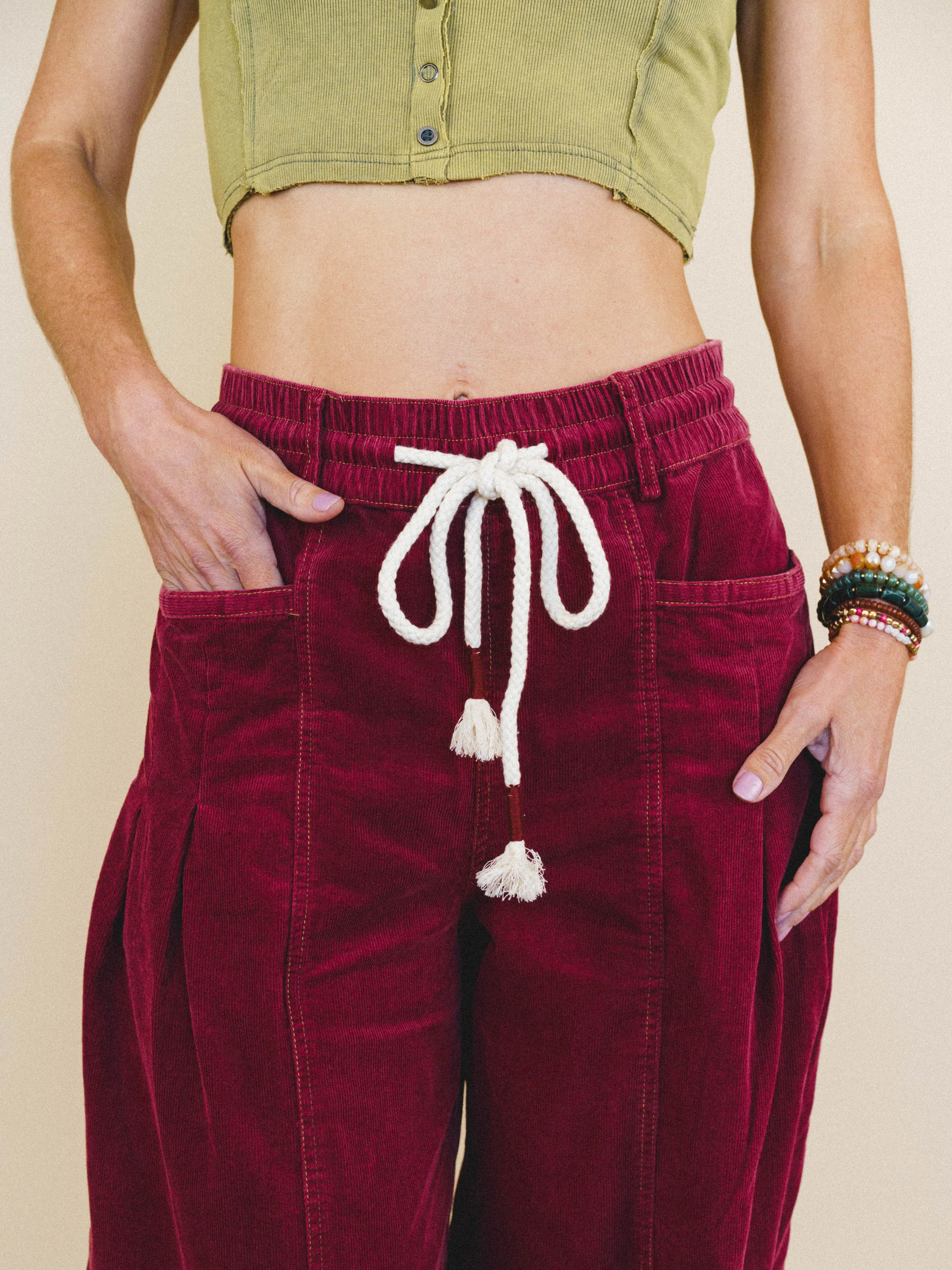Soft Mirage Wide Leg Pants - Burgundy - Image 4