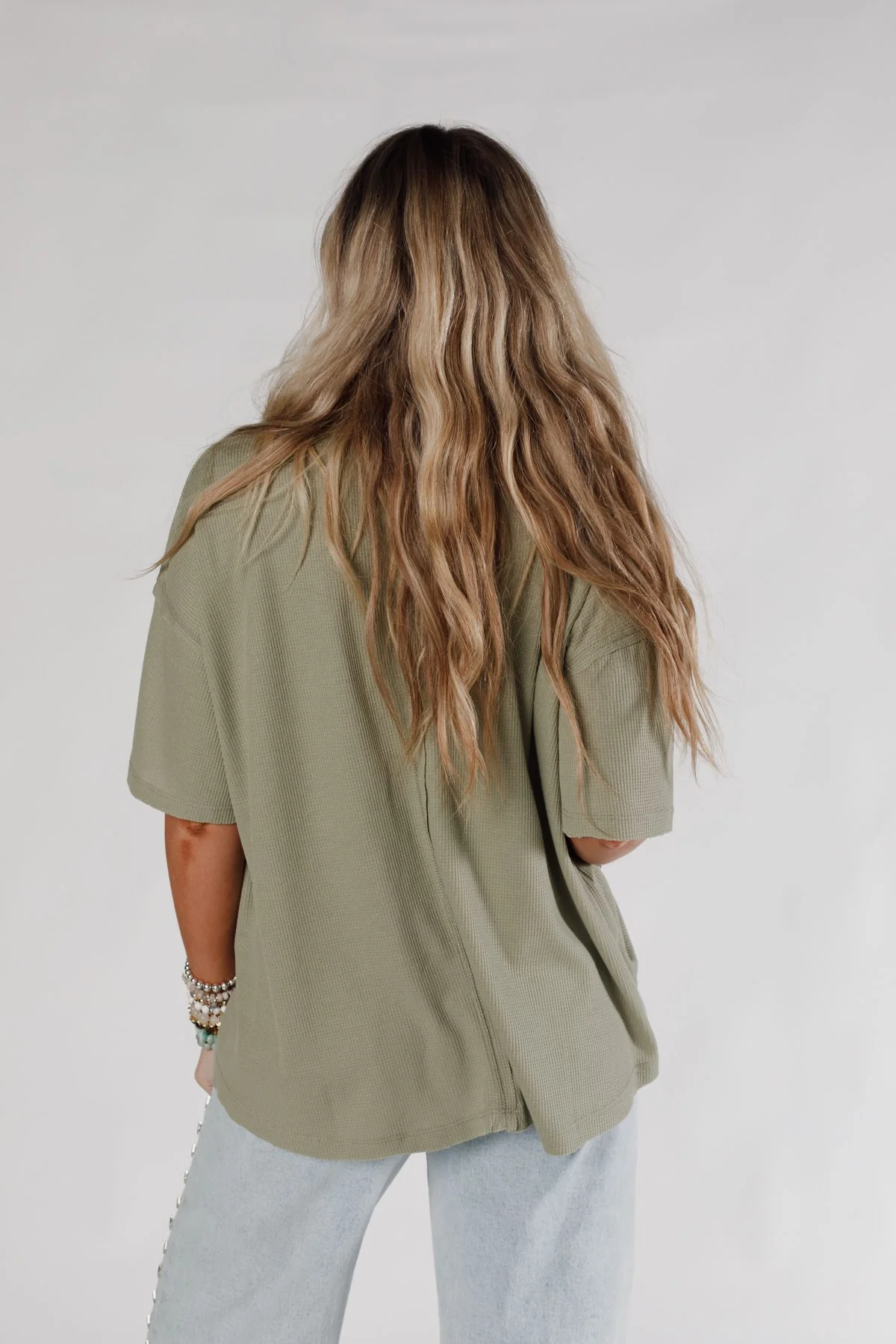 The Nest Soft Plume Henley Top - Sage - Image 4
