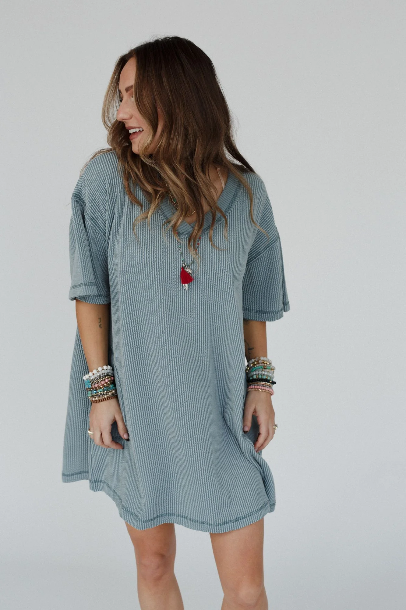 The Nest Soft Touch Tunic Dress - Seafoam - Image 4