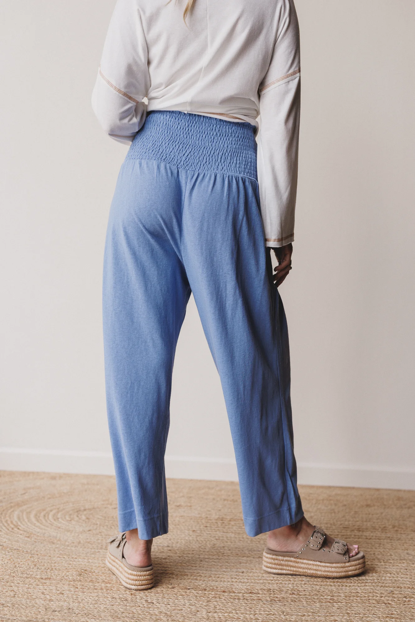 Solana Solid Wide Leg Pants - Blue - Image 5