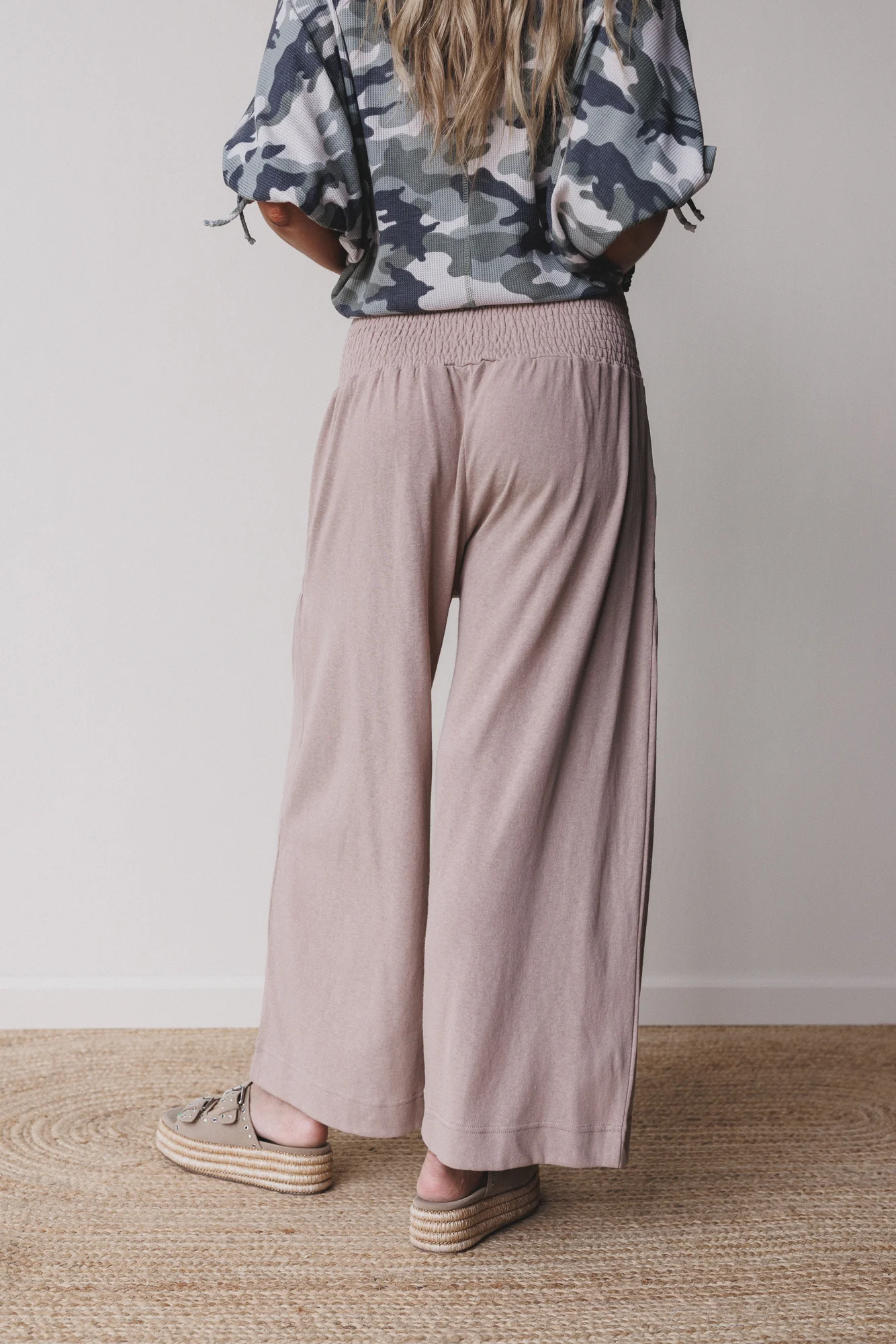 Solana Solid Wide Leg Pants - Natural - Image 5