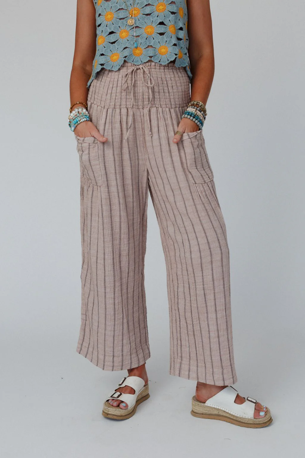 Solana Striped Pants - Mocha - Image 2