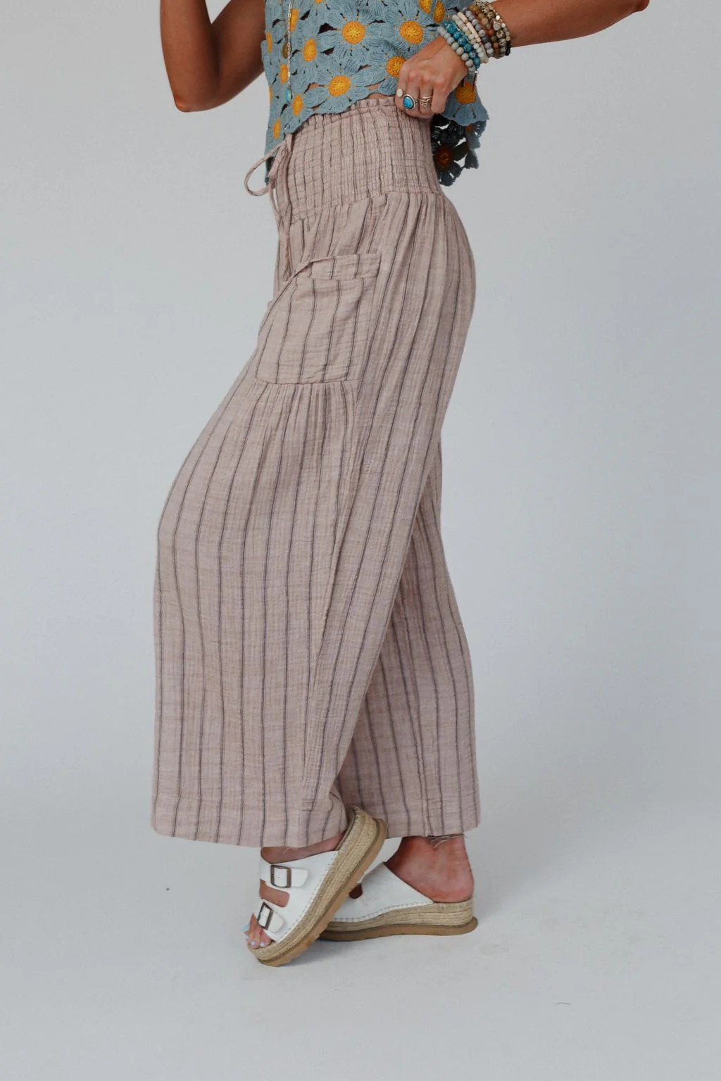 Solana Striped Pants - Mocha - Image 3