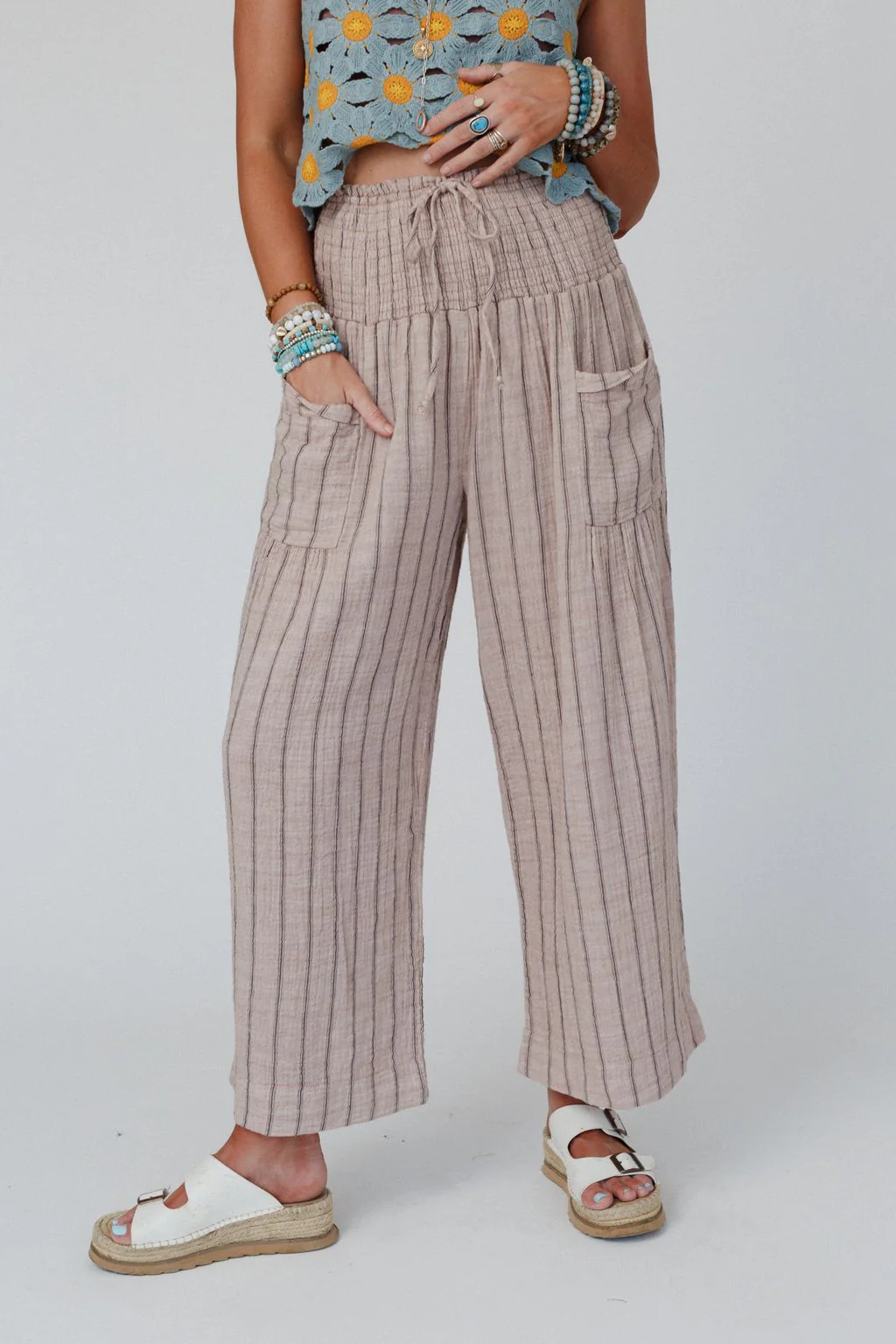 Solana Striped Pants - Mocha - Image 7