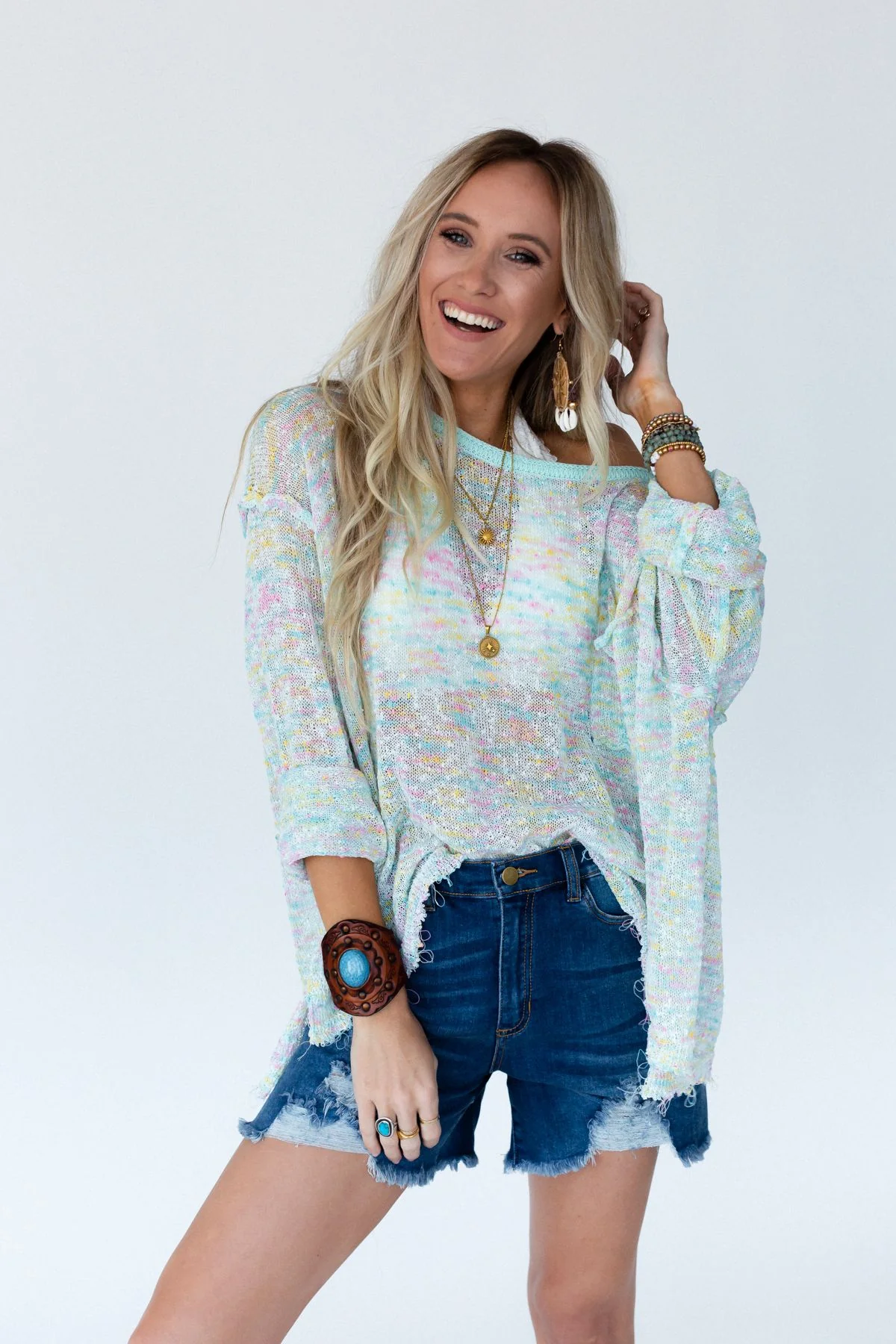 Speckled Beauty Pullover Sweater - Mint - Image 6