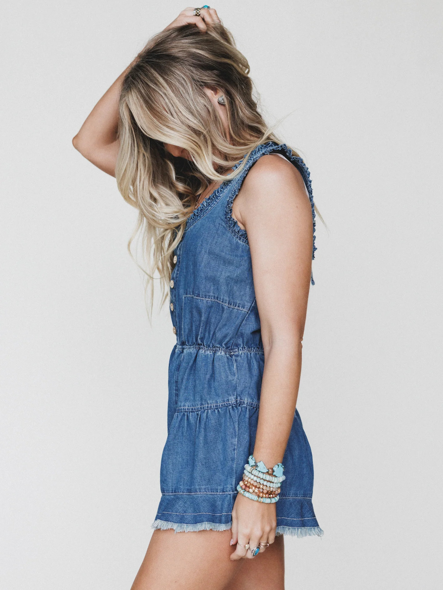 Spring Tea Romper - Medium Wash - Image 2