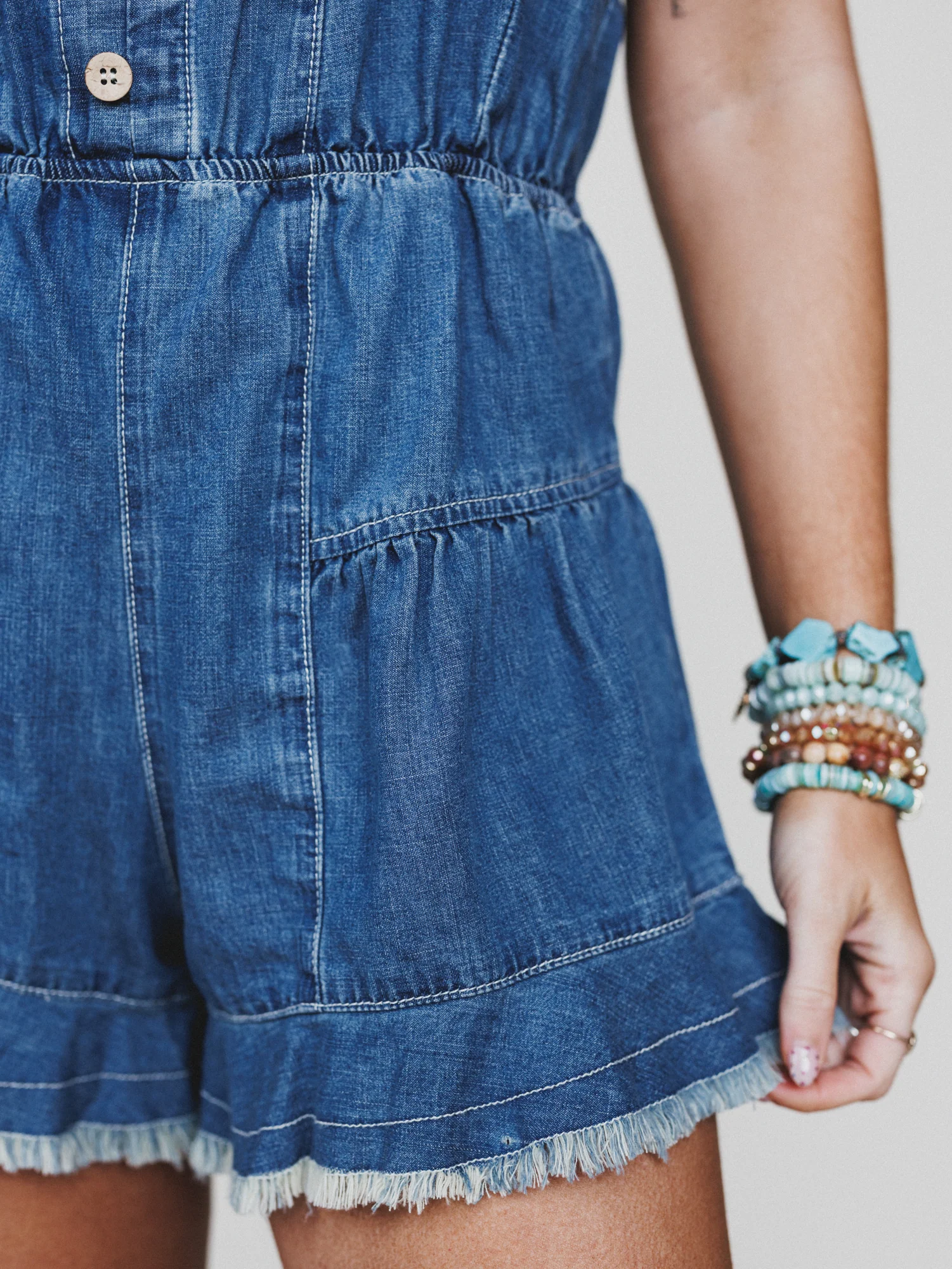 Spring Tea Romper - Medium Wash - Image 4