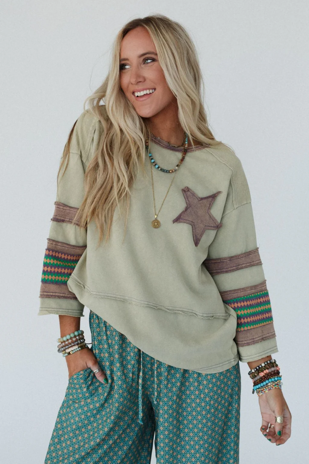 Starbeam Pullover Top - Sage