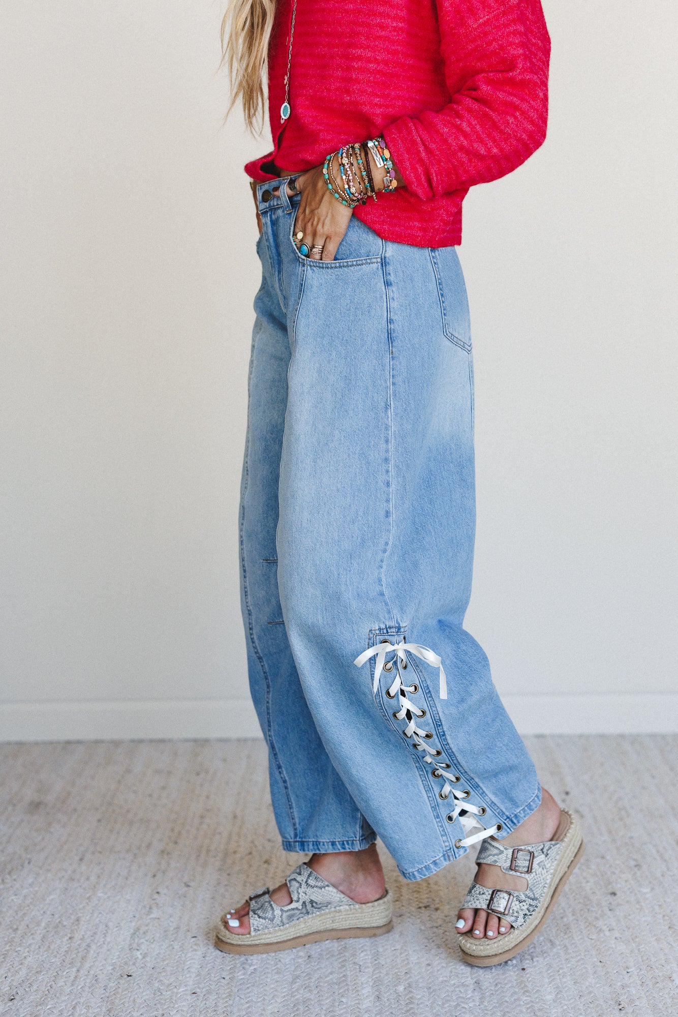 Starlace Wide Leg Jeans - Denim - Image 4