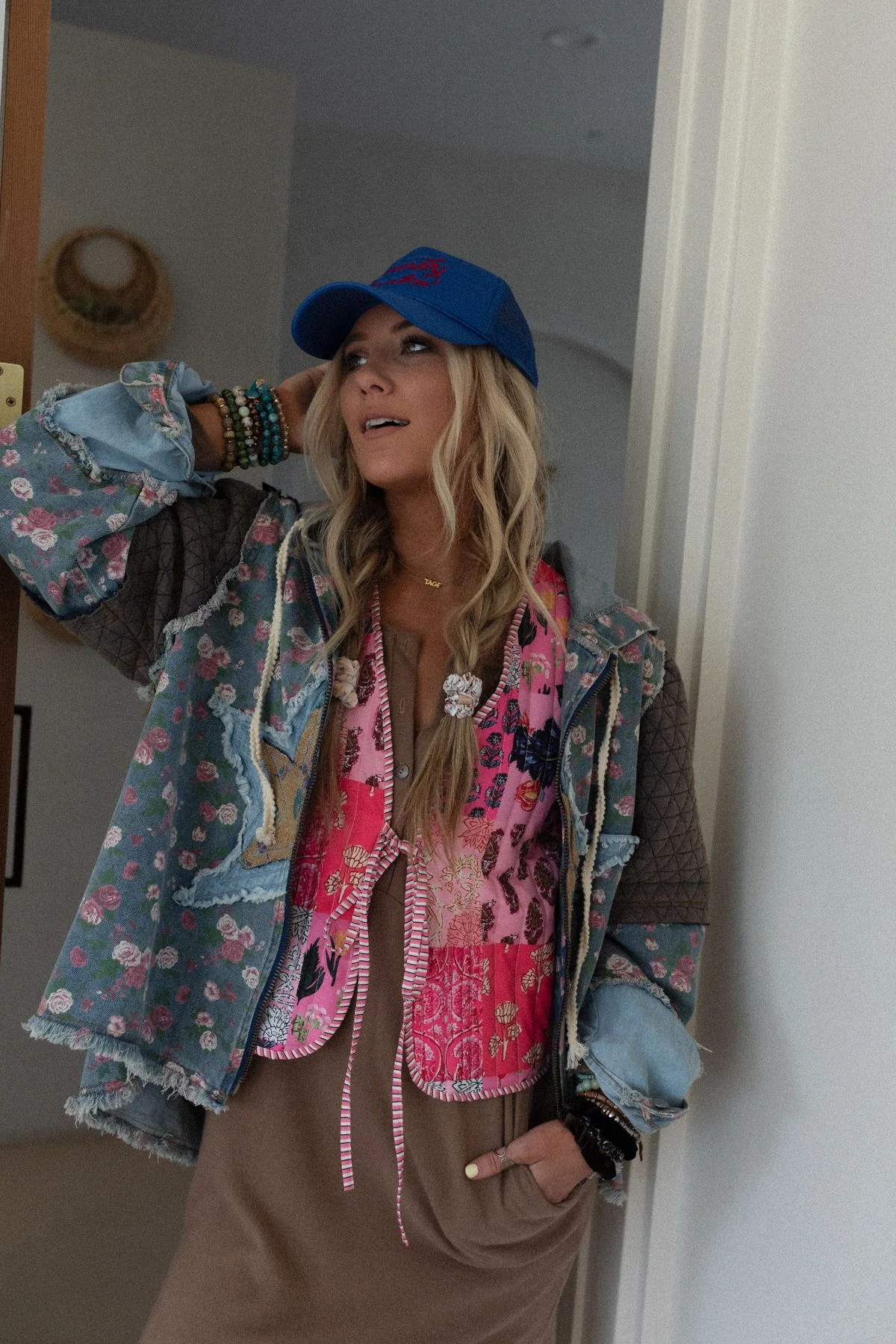 Starlit Petals Hoodie Jacket - Denim - Image 6