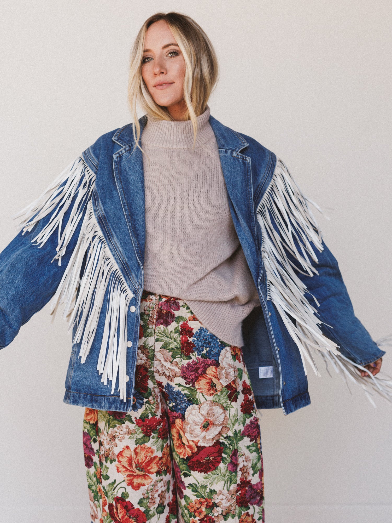 Statement Fringe Denim Jacket - Medium Wash - Image 5