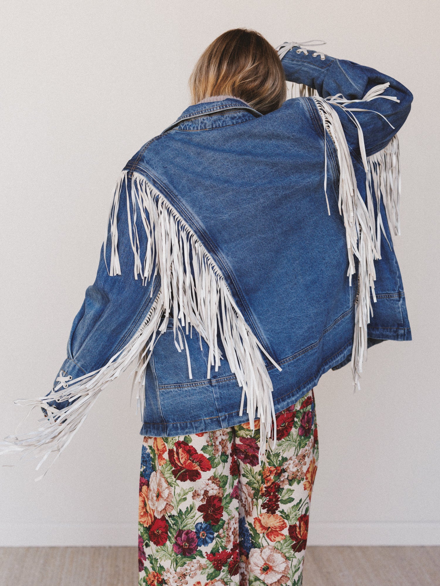 Statement Fringe Denim Jacket - Medium Wash - Image 7