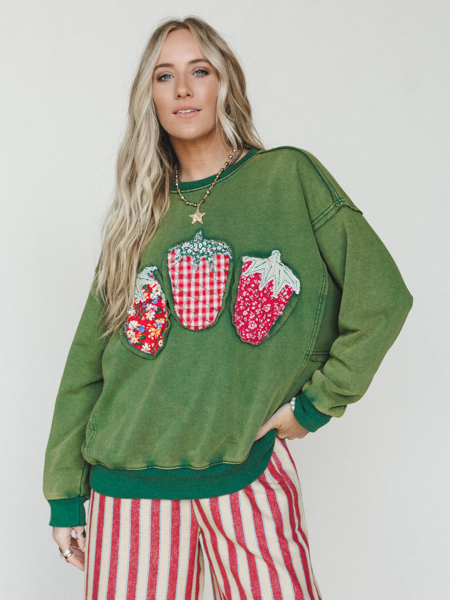 Strawberry Fields Pullover - Juniper Green - Image 3