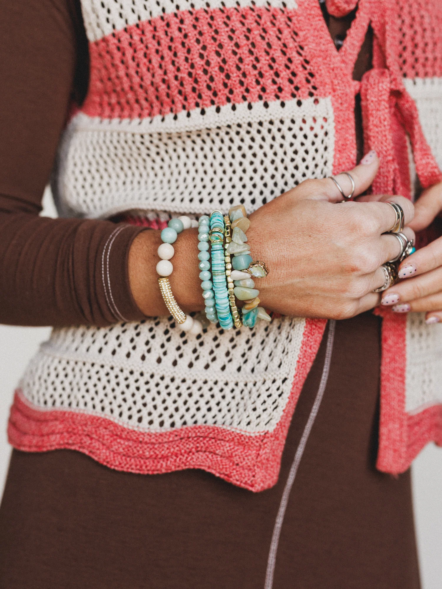 Summer Glow Beaded Bracelets - Aqua - Image 7