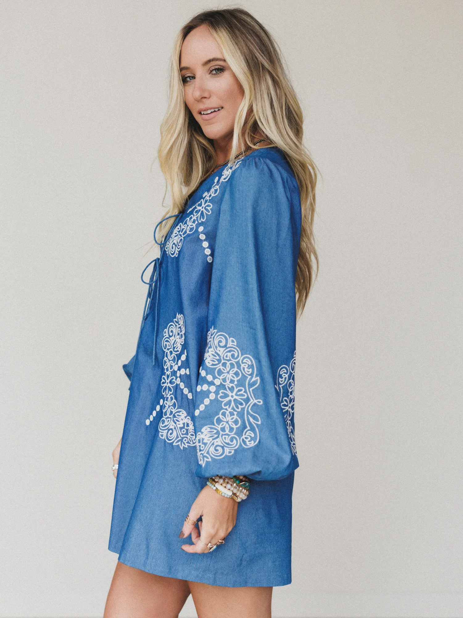Sunday Flow Embroidered Denim Dress - Denim - Image 2