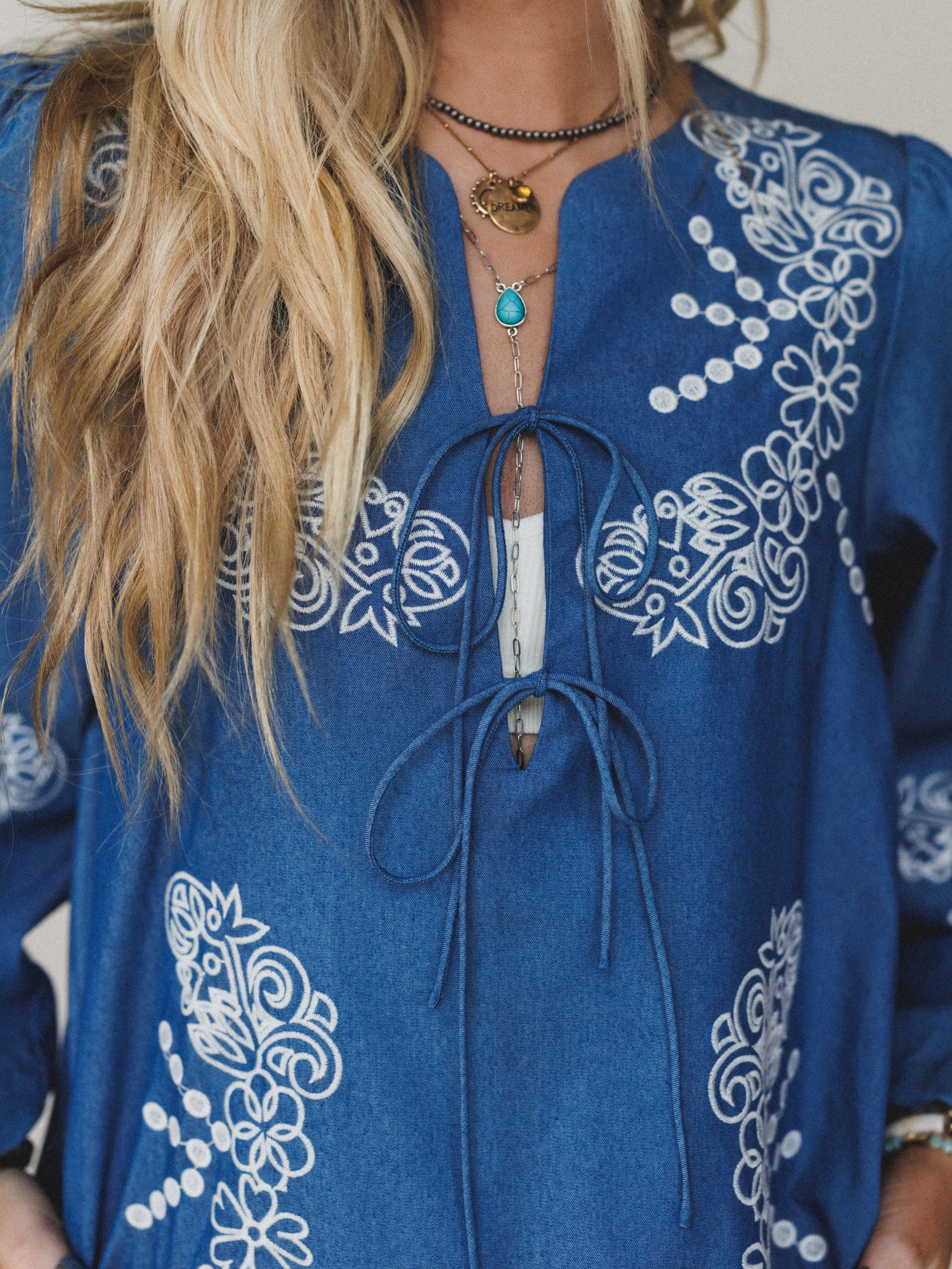 Sunday Flow Embroidered Denim Dress - Denim - Image 3