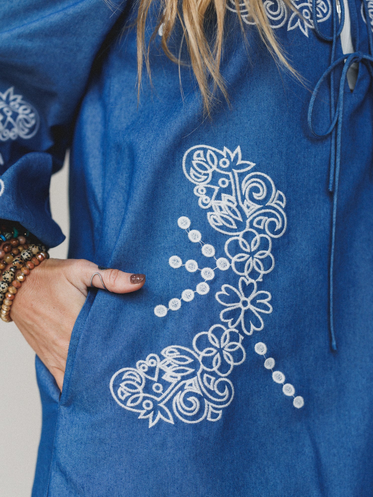 Sunday Flow Embroidered Denim Dress - Denim - Image 4