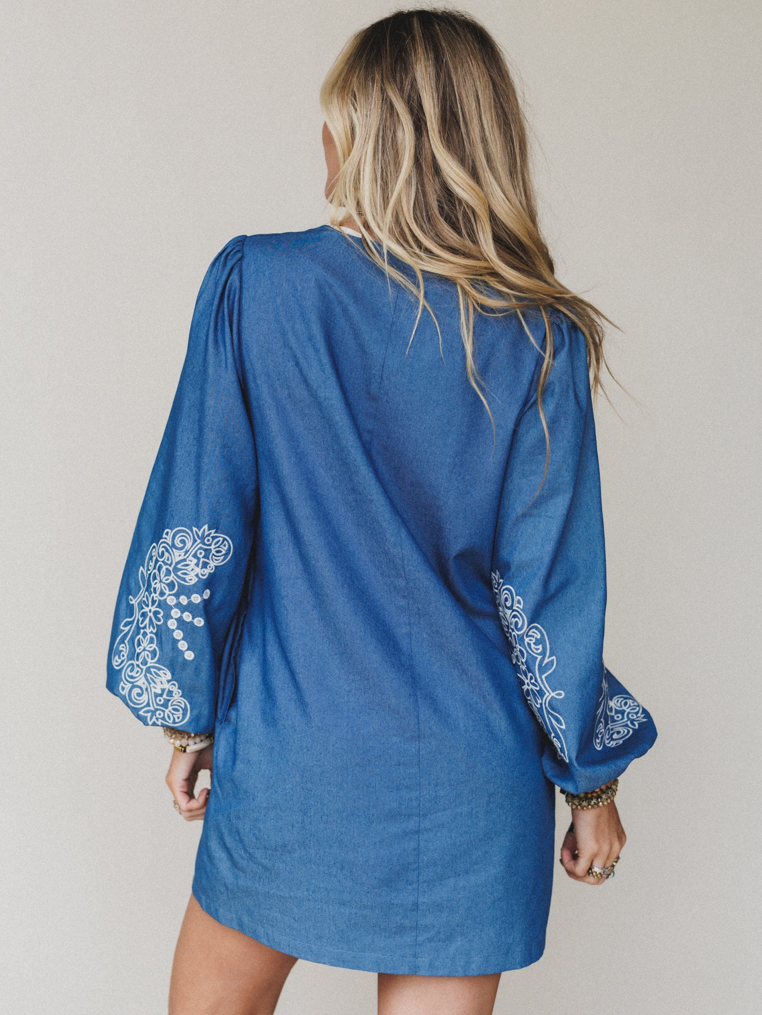 Sunday Flow Embroidered Denim Dress - Denim - Image 6