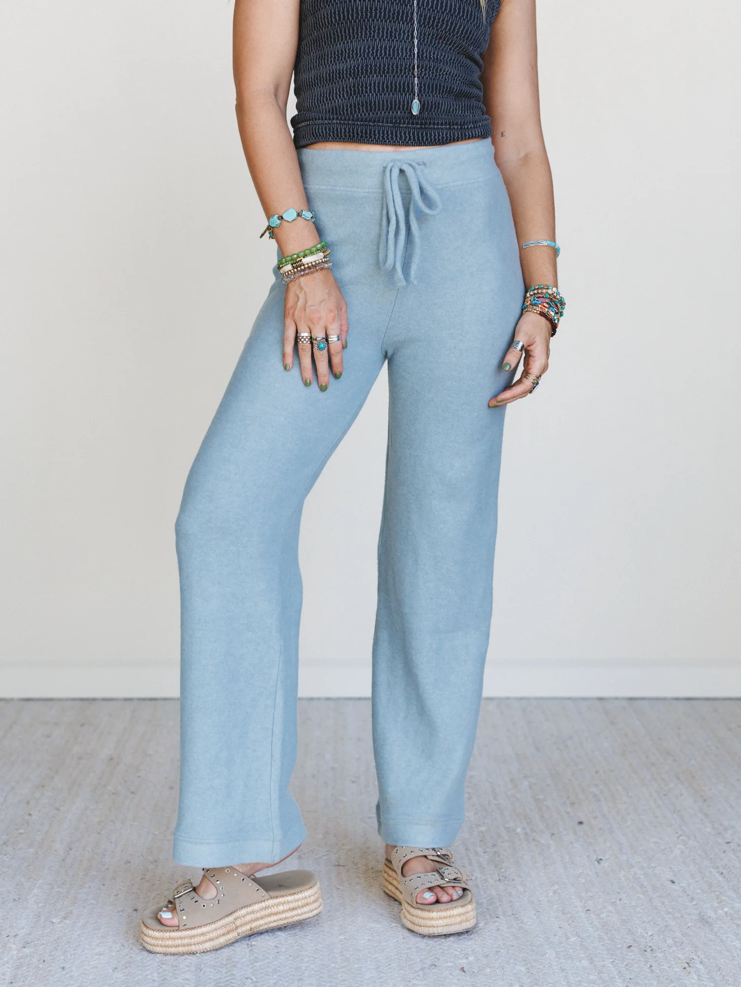 Sunday Soft Wide Leg Pants - Blue Grey