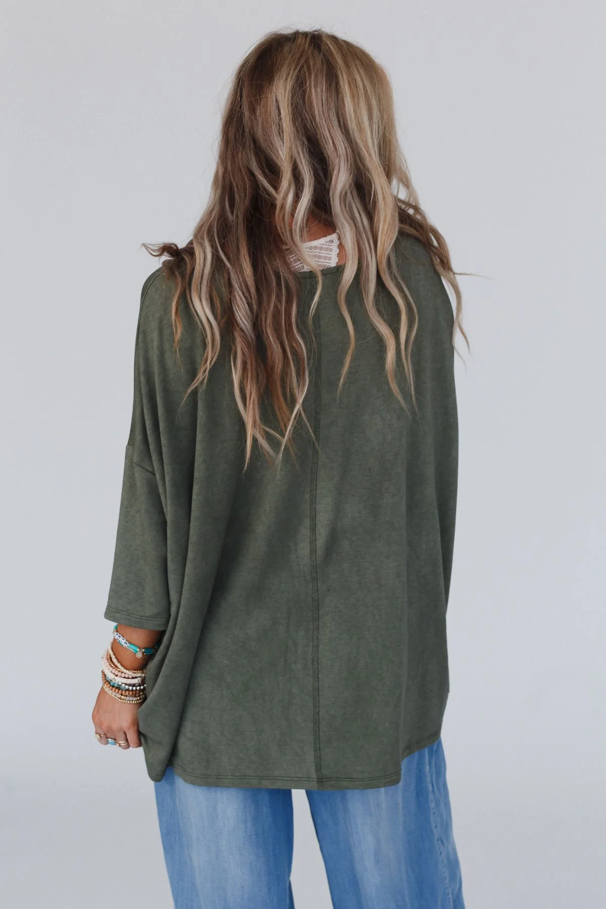 The Nest Sunday Stroll Oversized Tee - Olive - Image 4