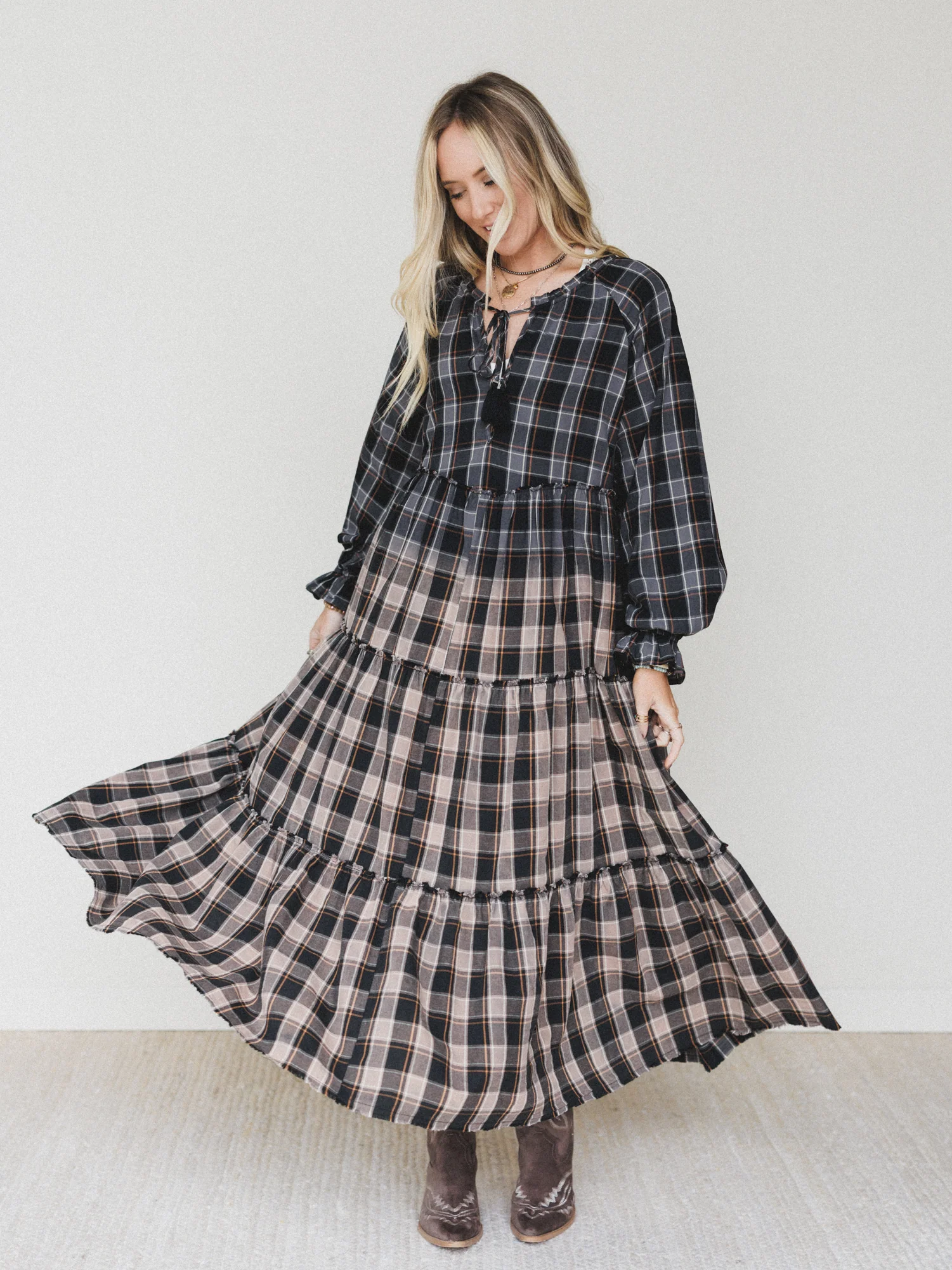 Sundown Harvest Tiered Dress - Black - Image 2