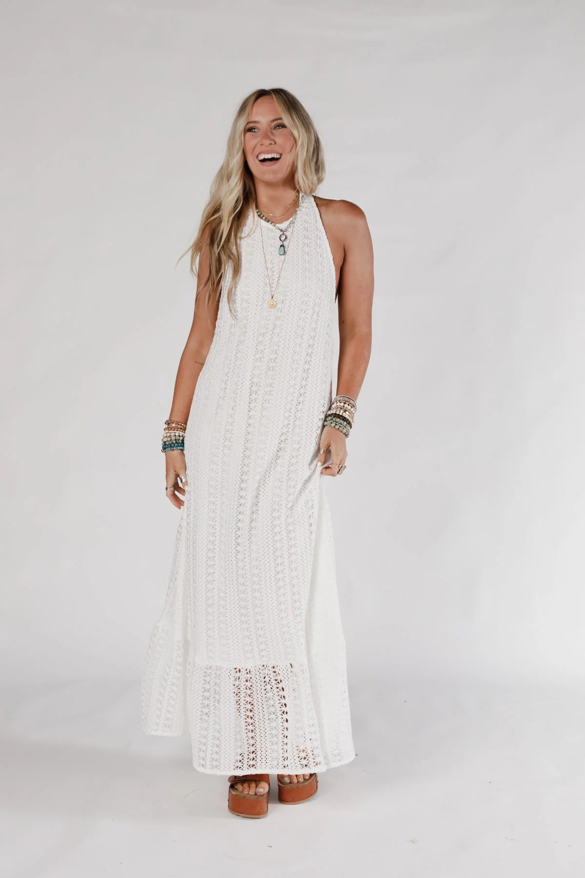 Sunpetal Crochet Maxi Dress - White - Image 3