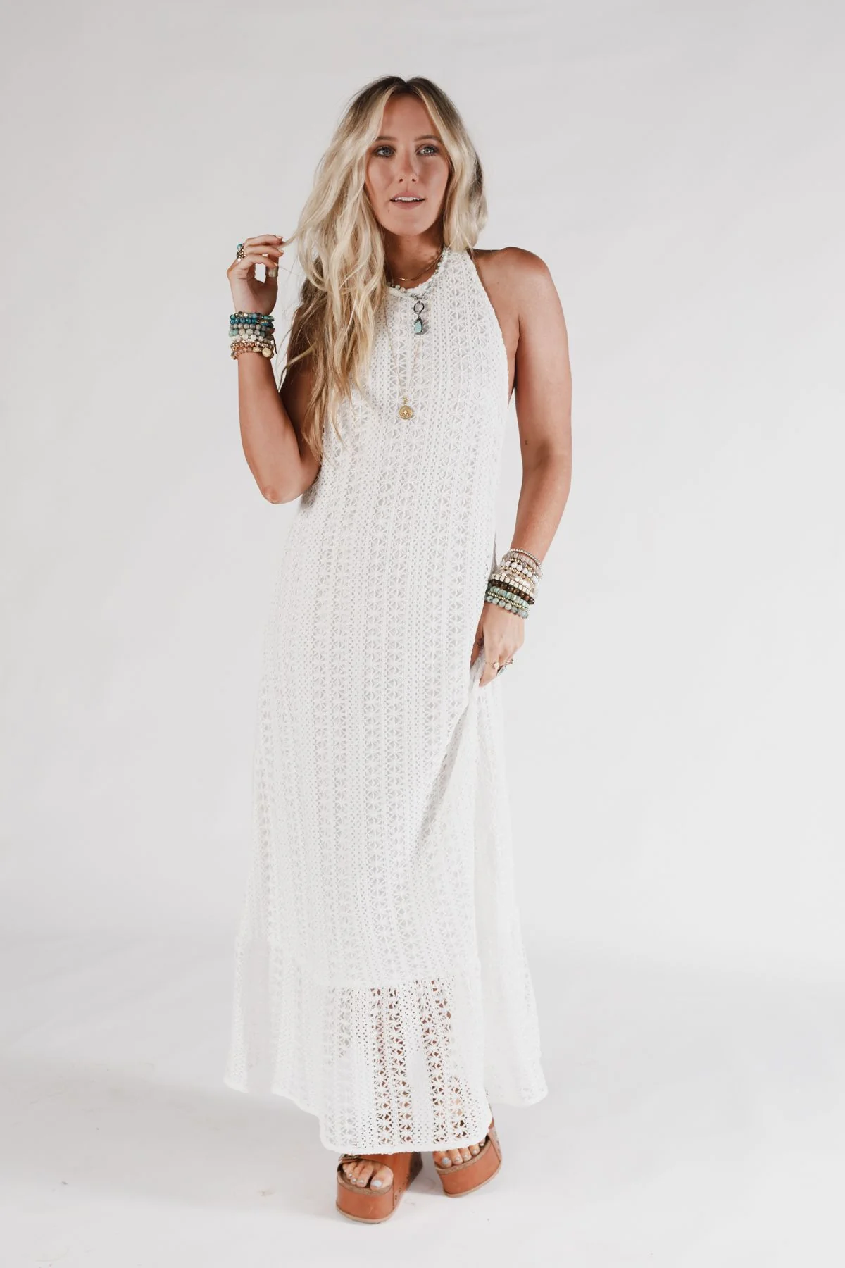 Sunpetal Crochet Maxi Dress - White - Image 4
