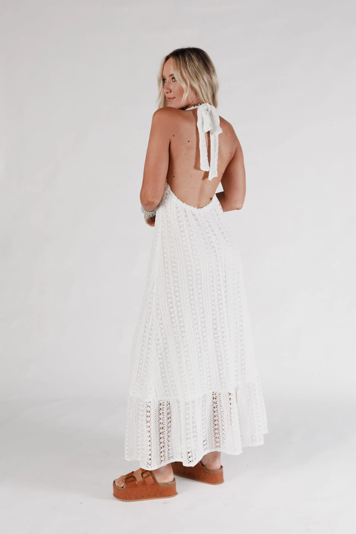 Sunpetal Crochet Maxi Dress - White - Pre Order - Image 2