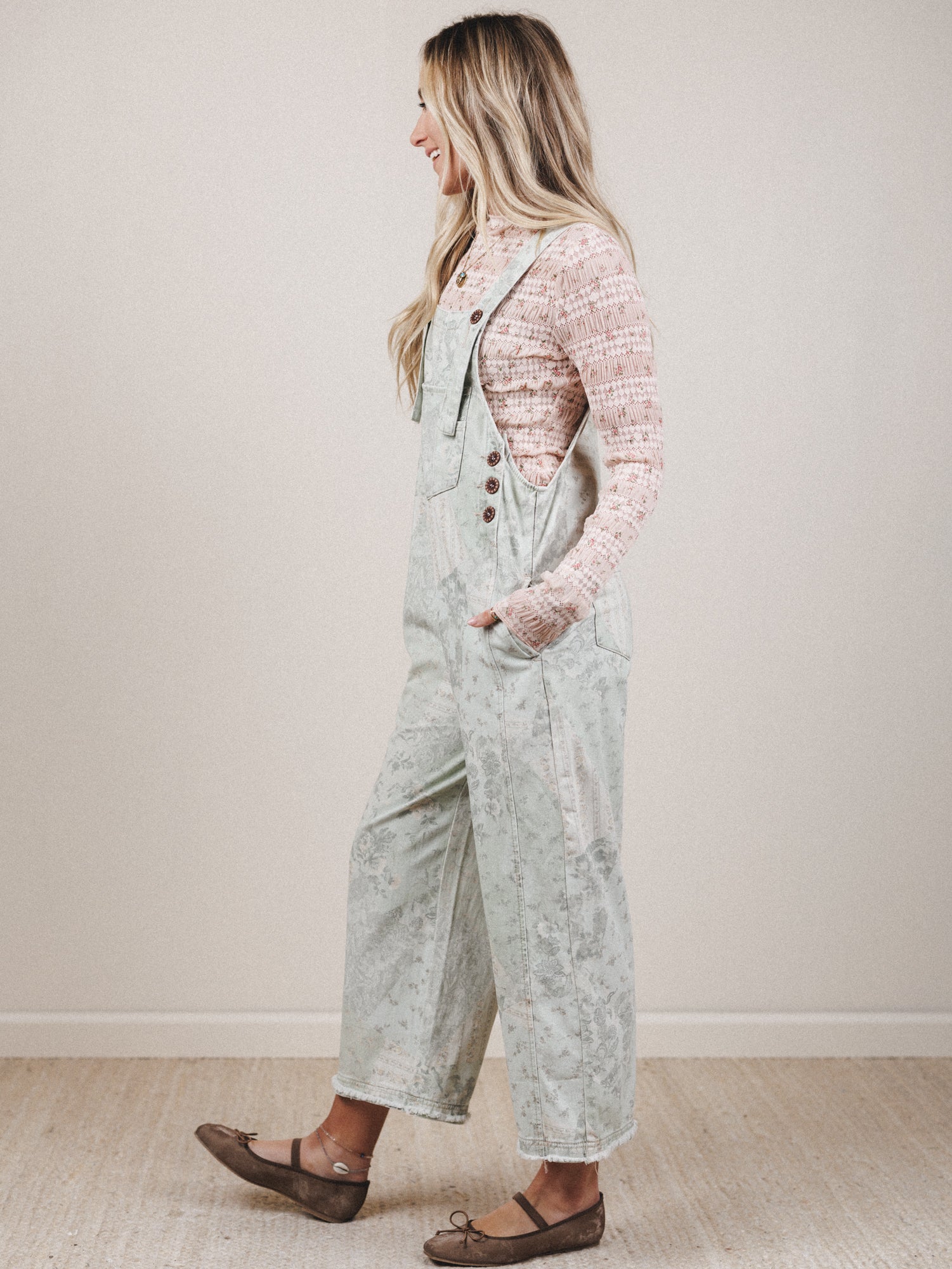 Sunset Flower Jumpsuit - Sage - Image 2