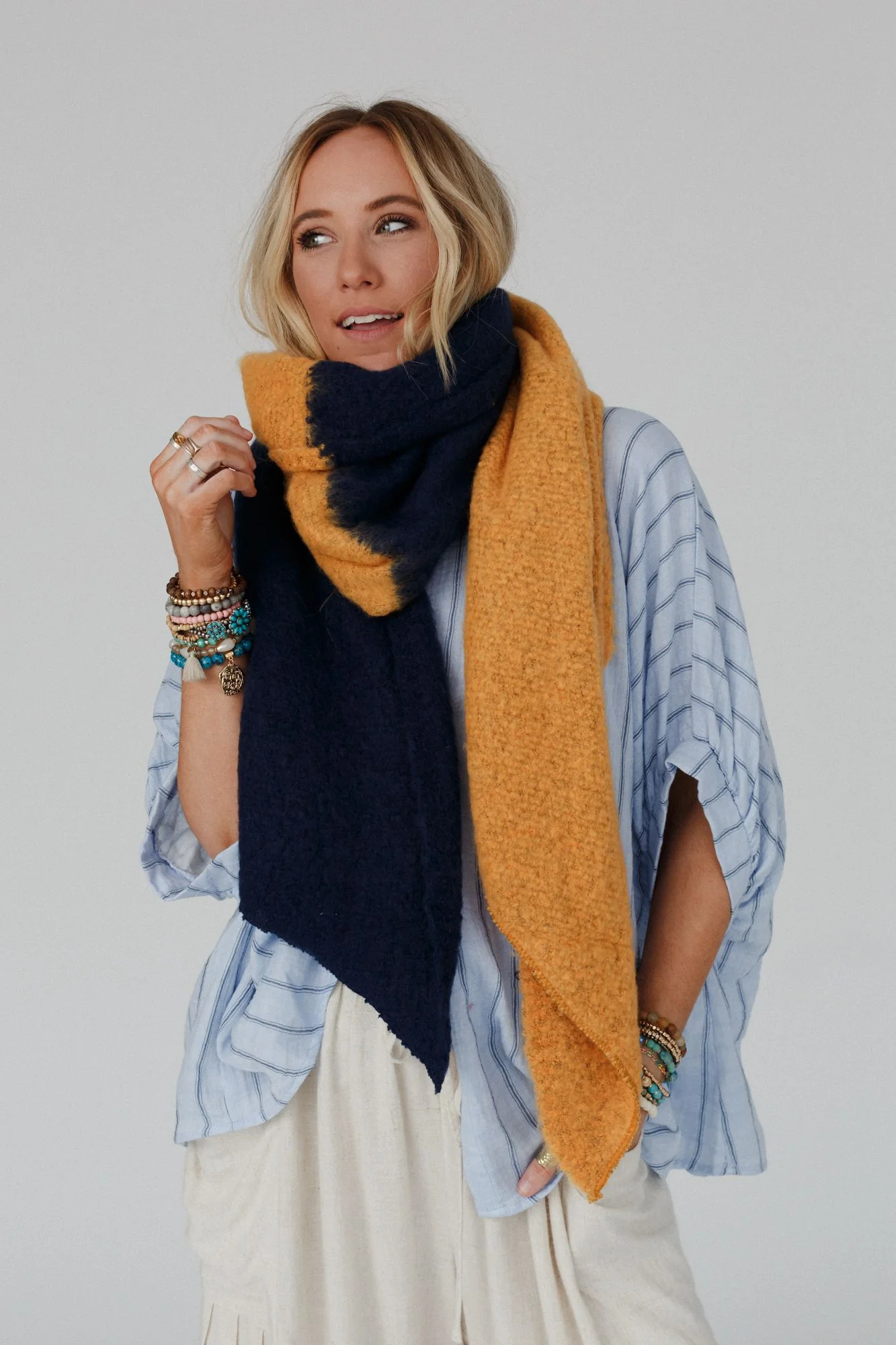 Sunset Shades Cozy Scarf - Navy Multi - Image 4