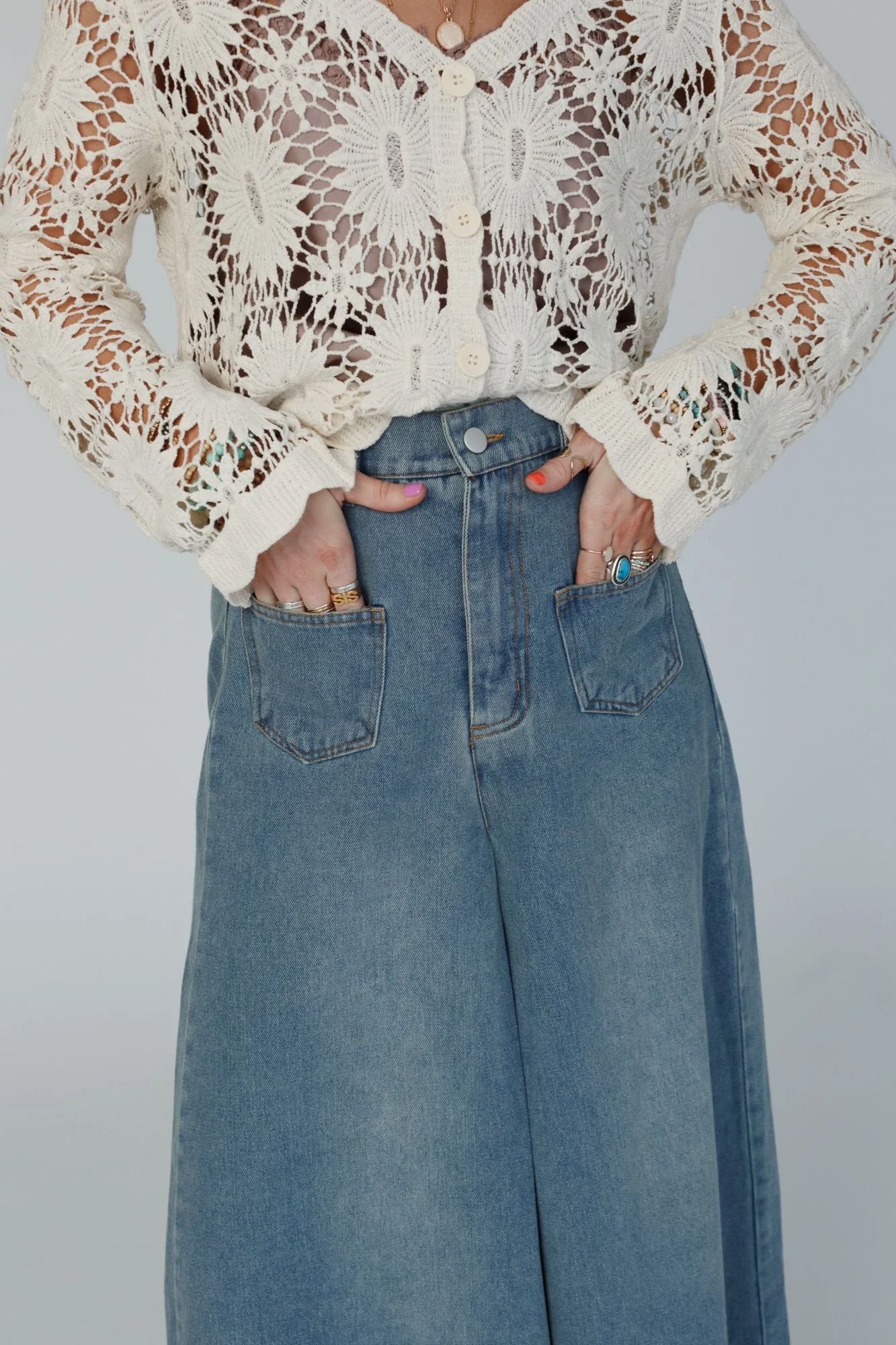 Sway My Way Super Wide Leg Pant - Light Denim - Image 7