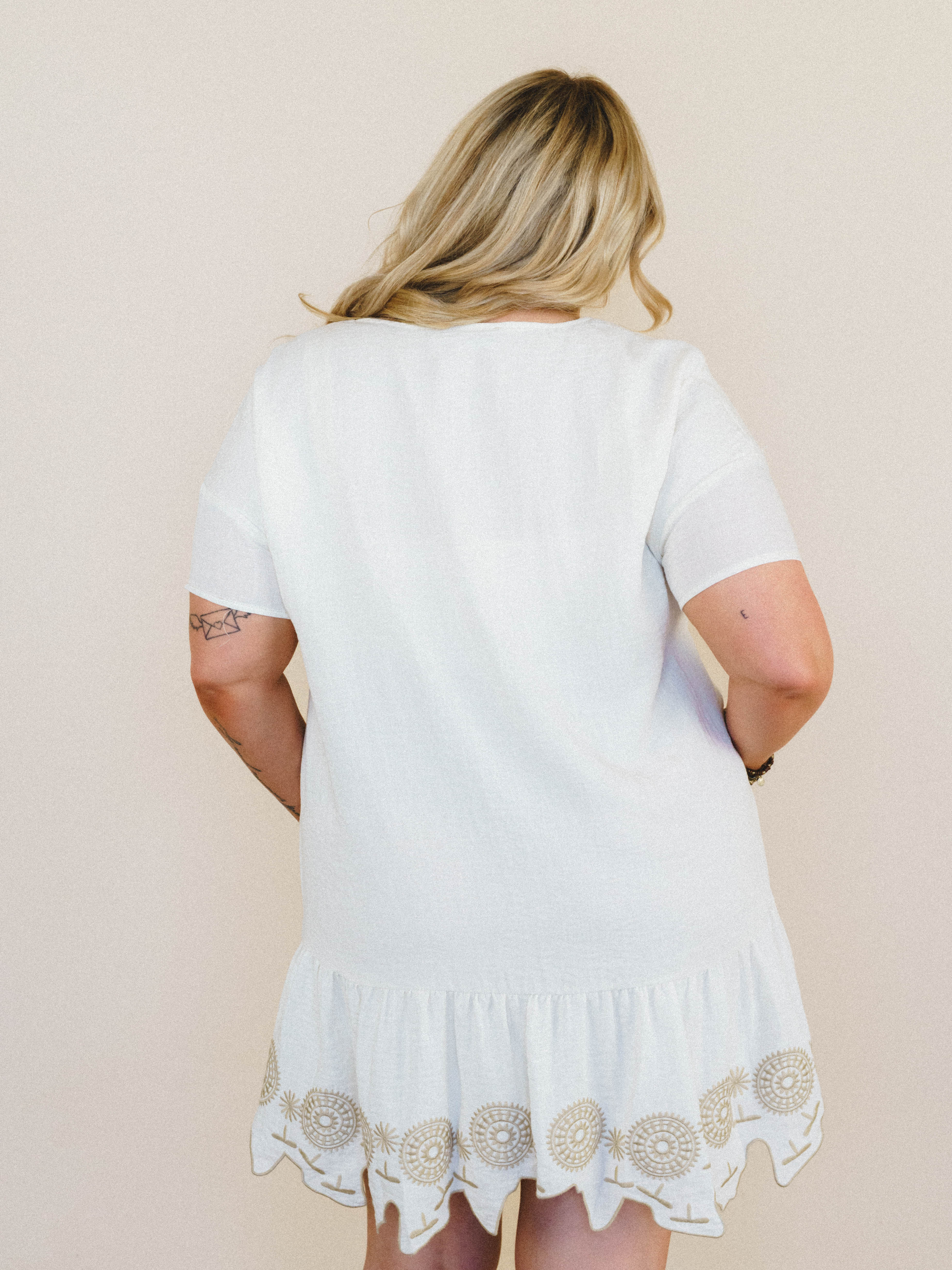 Sweet Dandy Embroidered Dress - Cream - Image 4