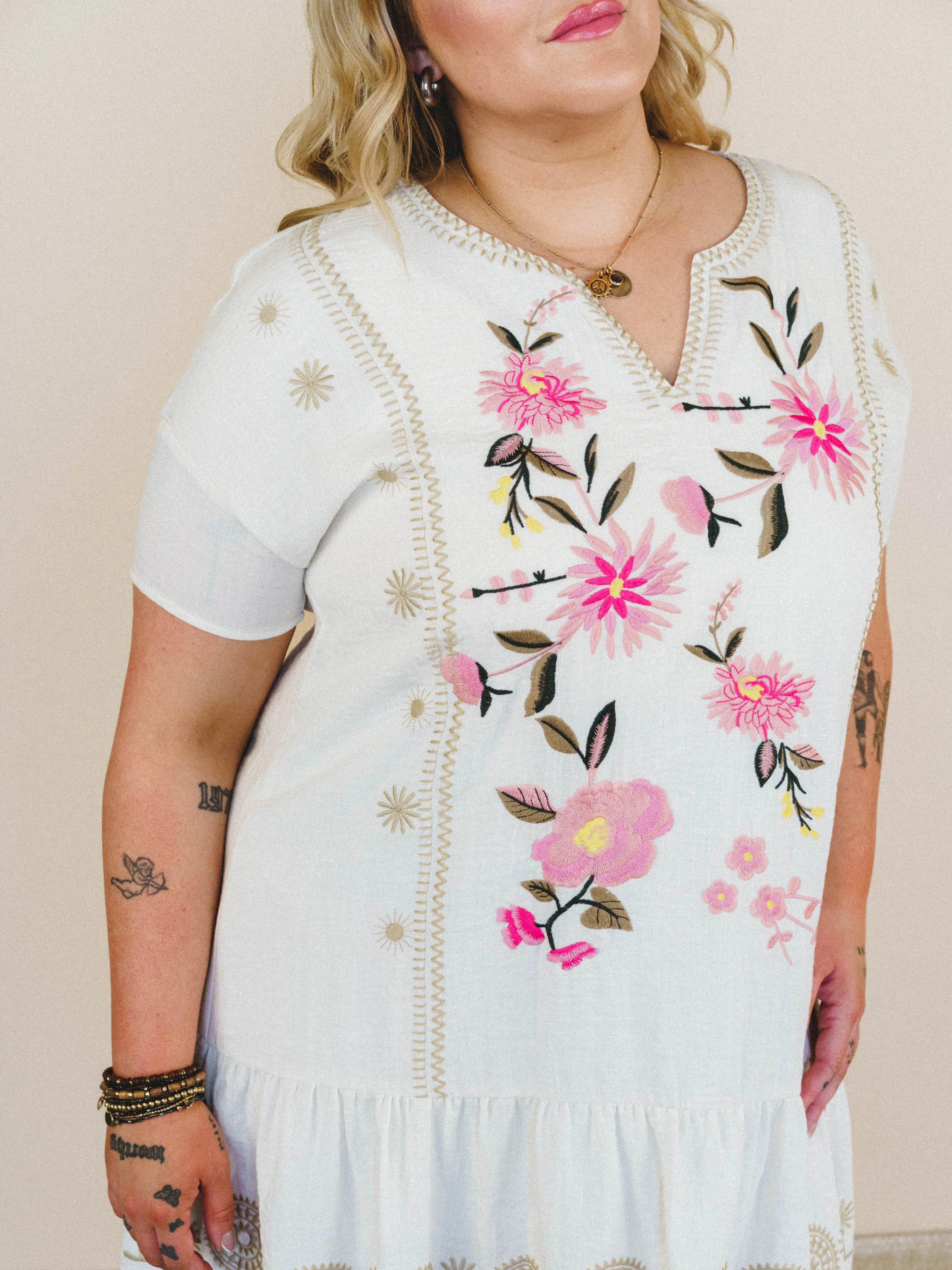 Sweet Dandy Embroidered Dress - Cream - Image 5