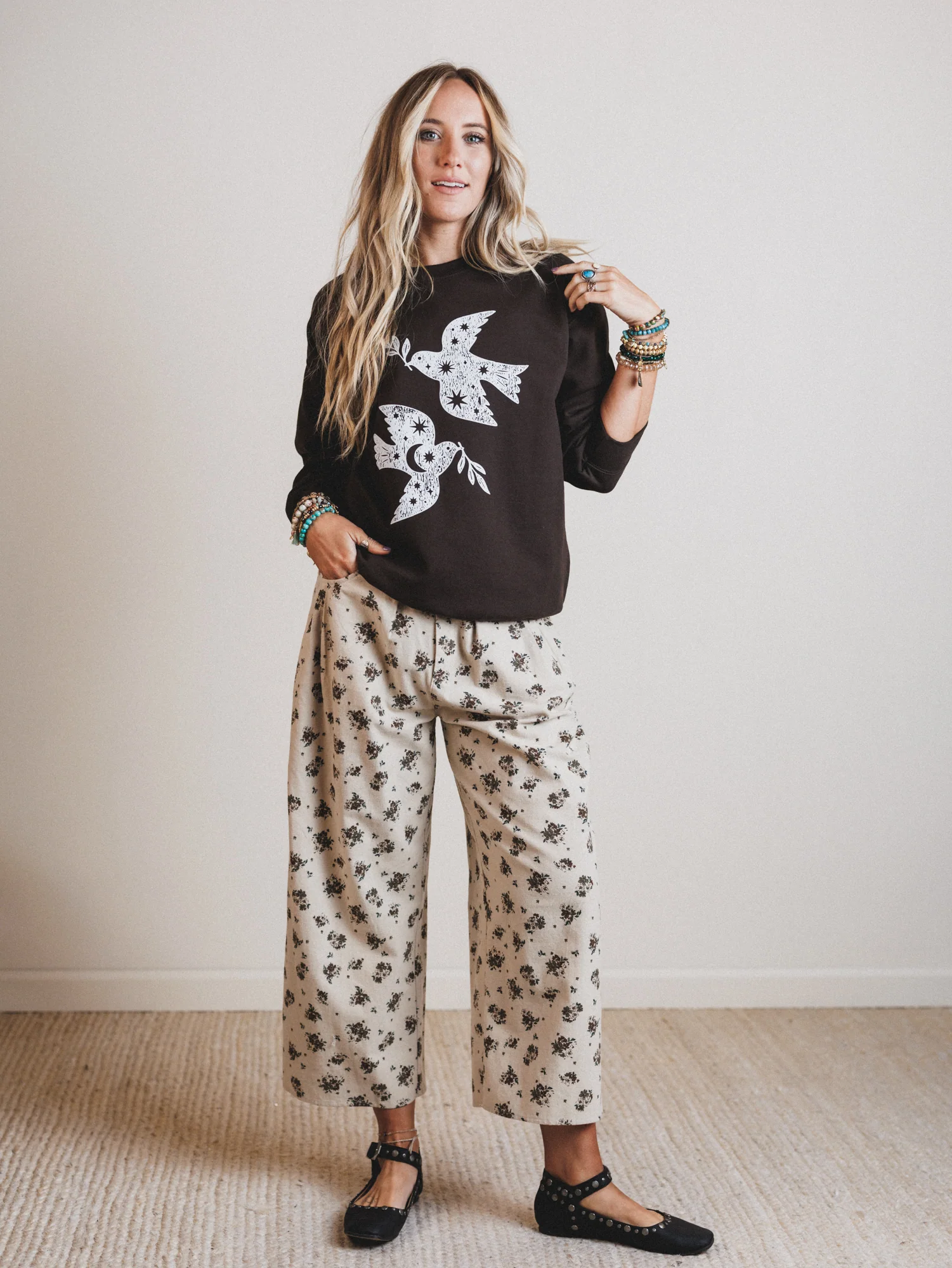 Sweet Memory Floral Pleated Pants - Natural - Image 6