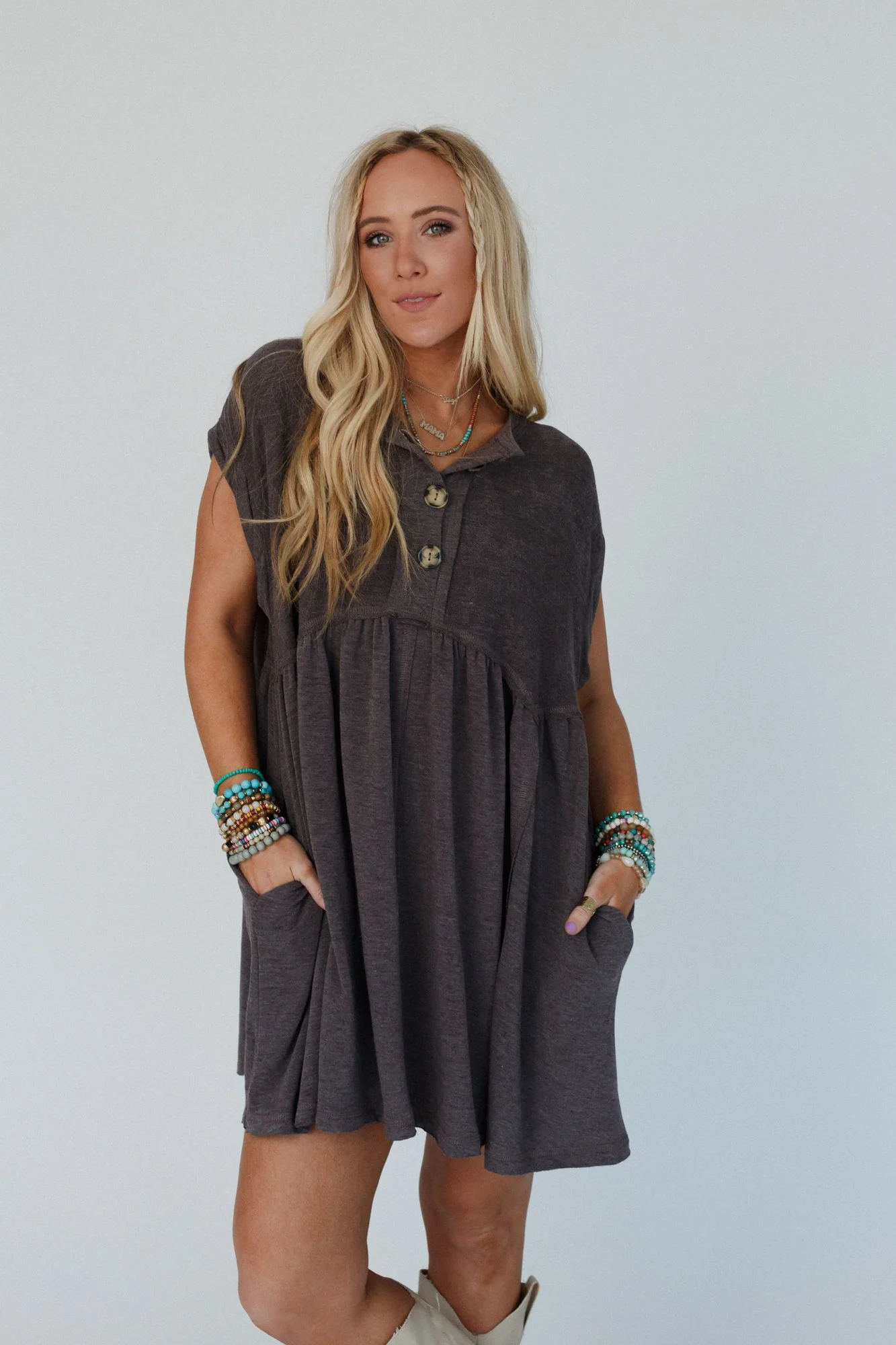 The Nest Sweet Nothings Baby Doll Dress - Charcoal - Pre Order - Image 3
