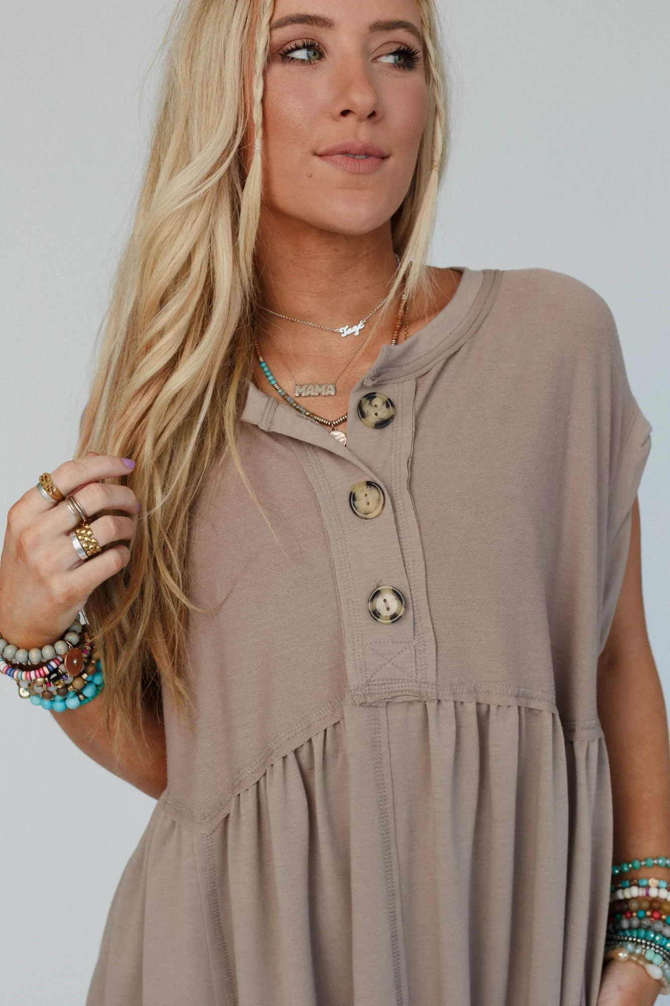 The Nest Sweet Nothings Baby Doll Dress - Khaki - Image 3