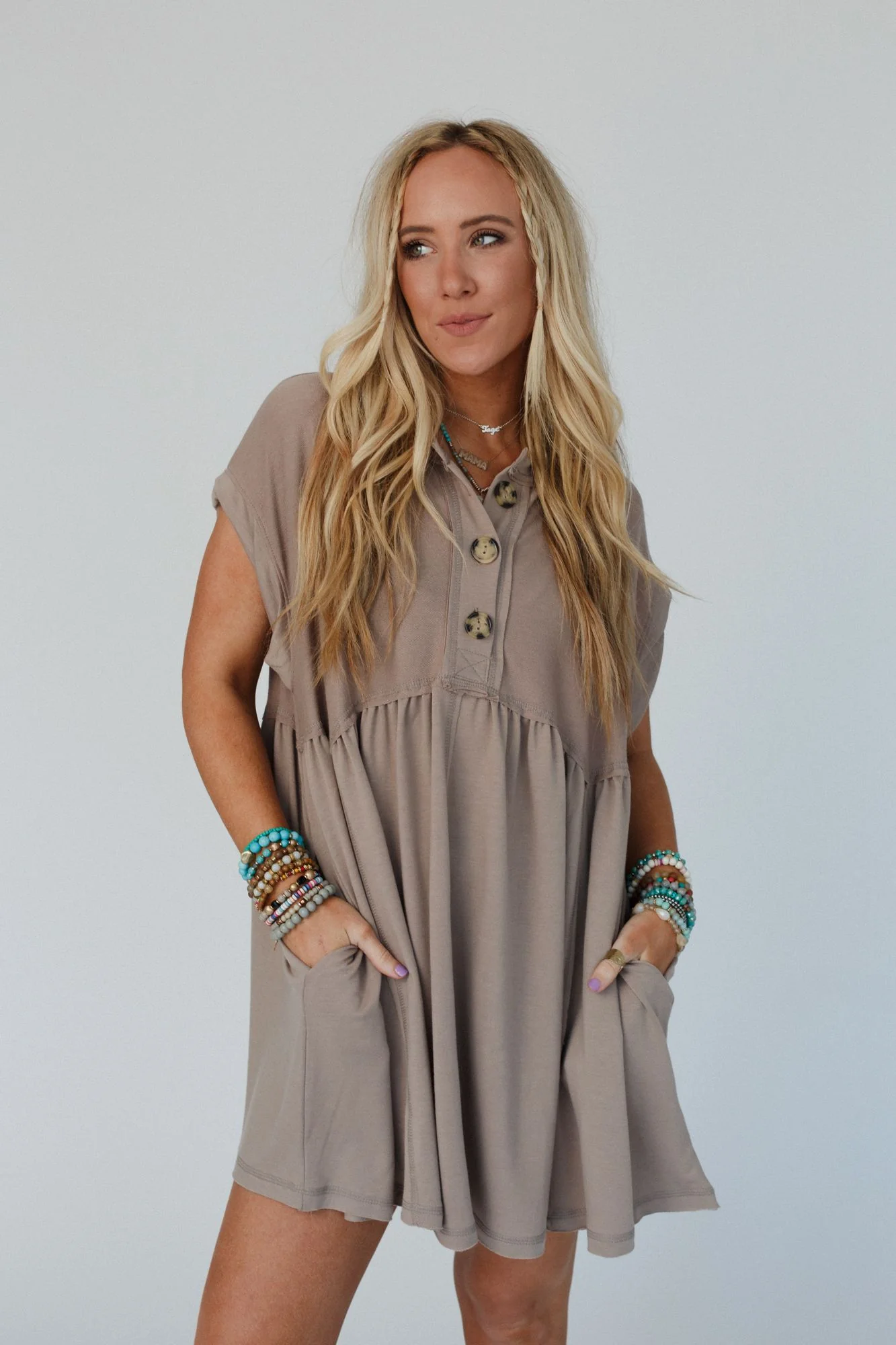 The Nest Sweet Nothings Baby Doll Dress - Khaki - Image 7