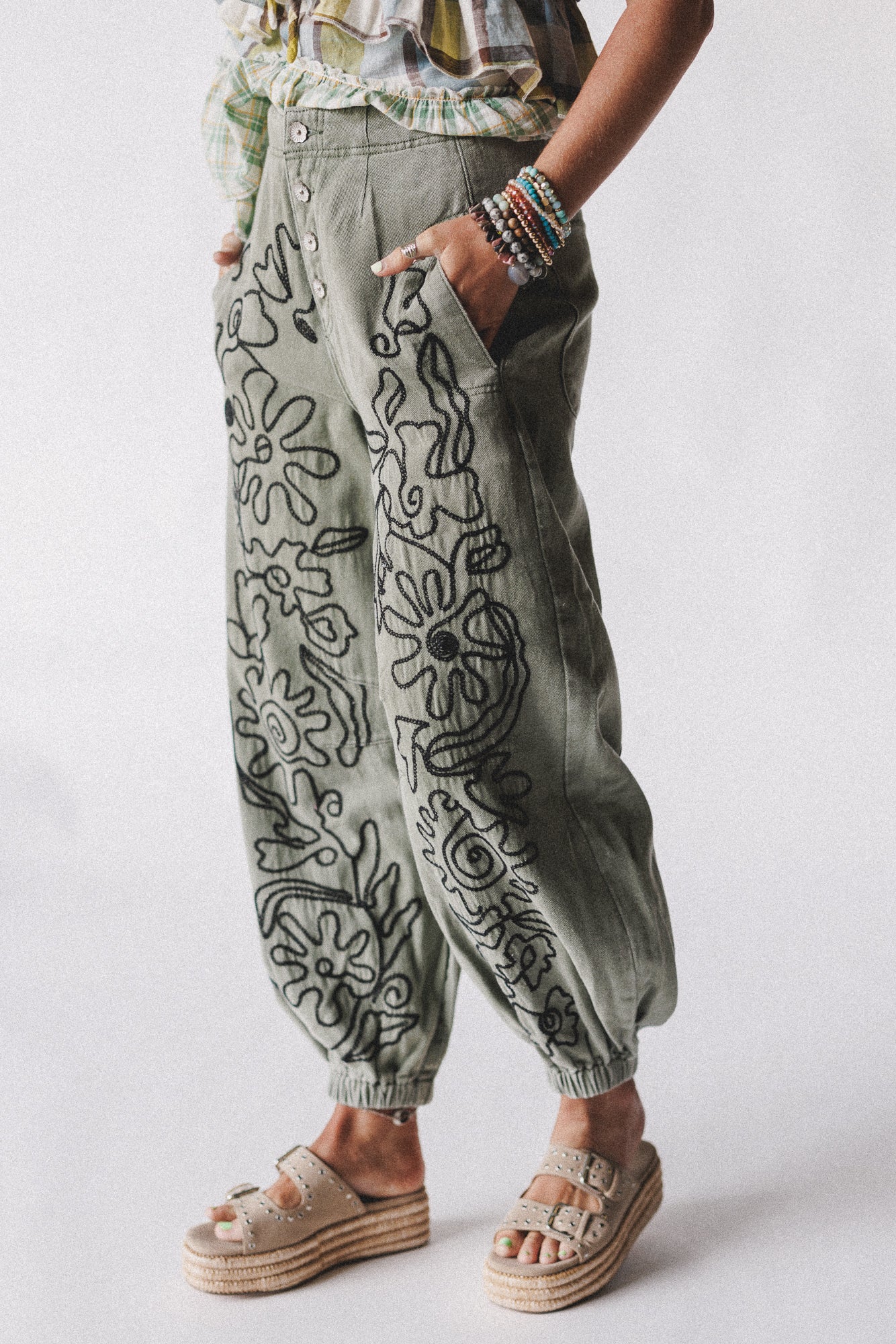 Sweet On You Embroidered Pants - Green - Image 4
