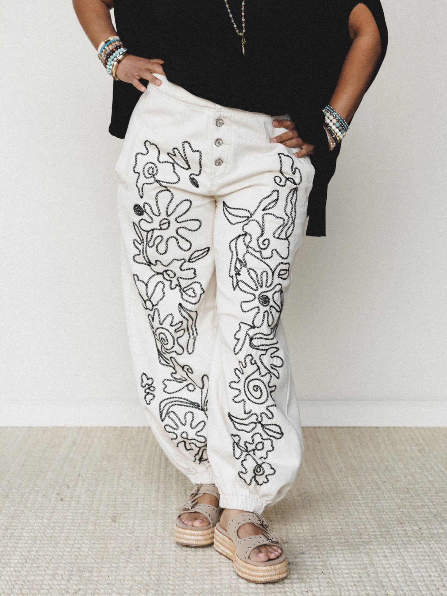 Sweet On You Embroidered Pants - Oat - Image 7