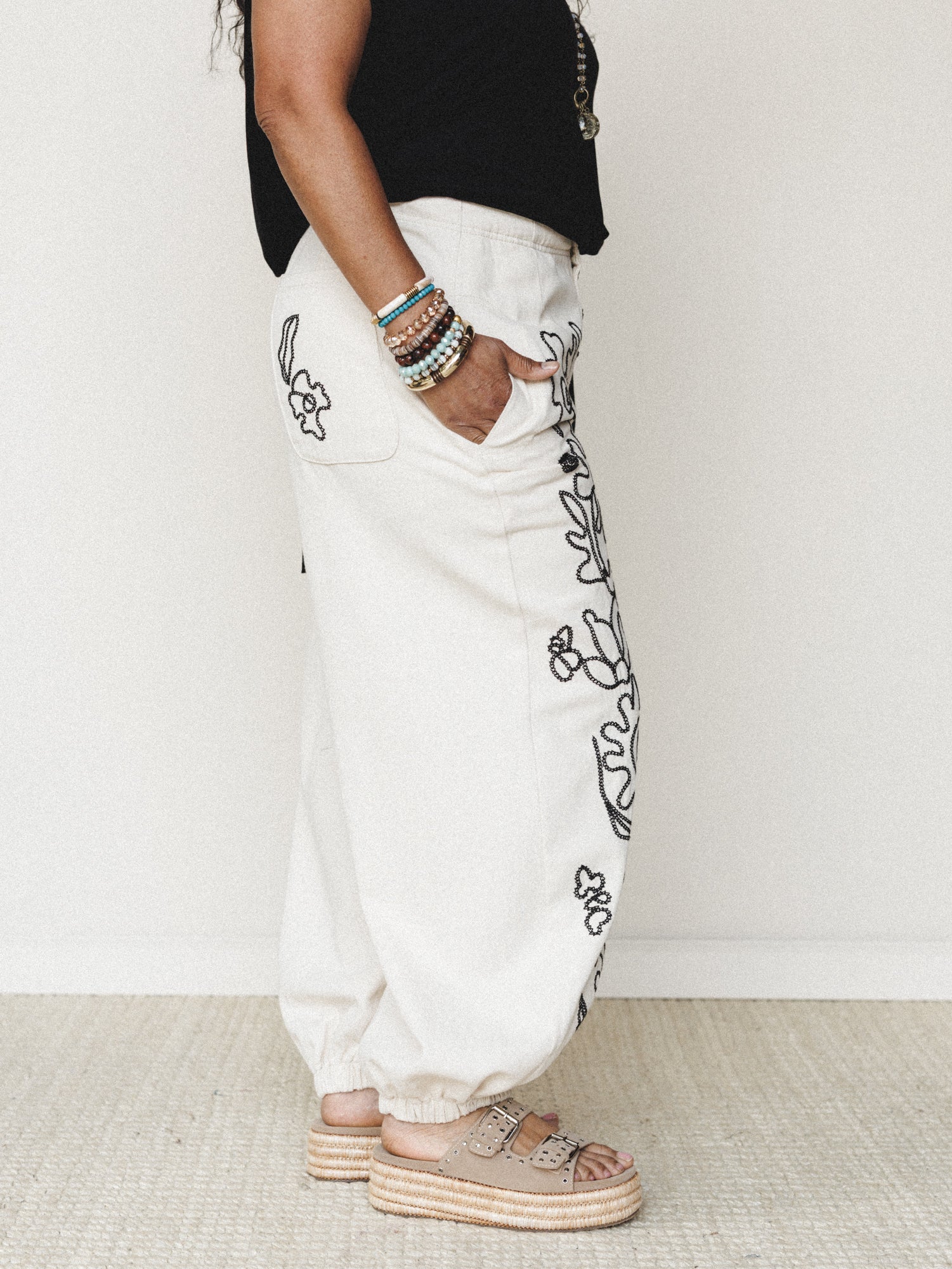 Sweet On You Embroidered Pants - Oat - Image 8