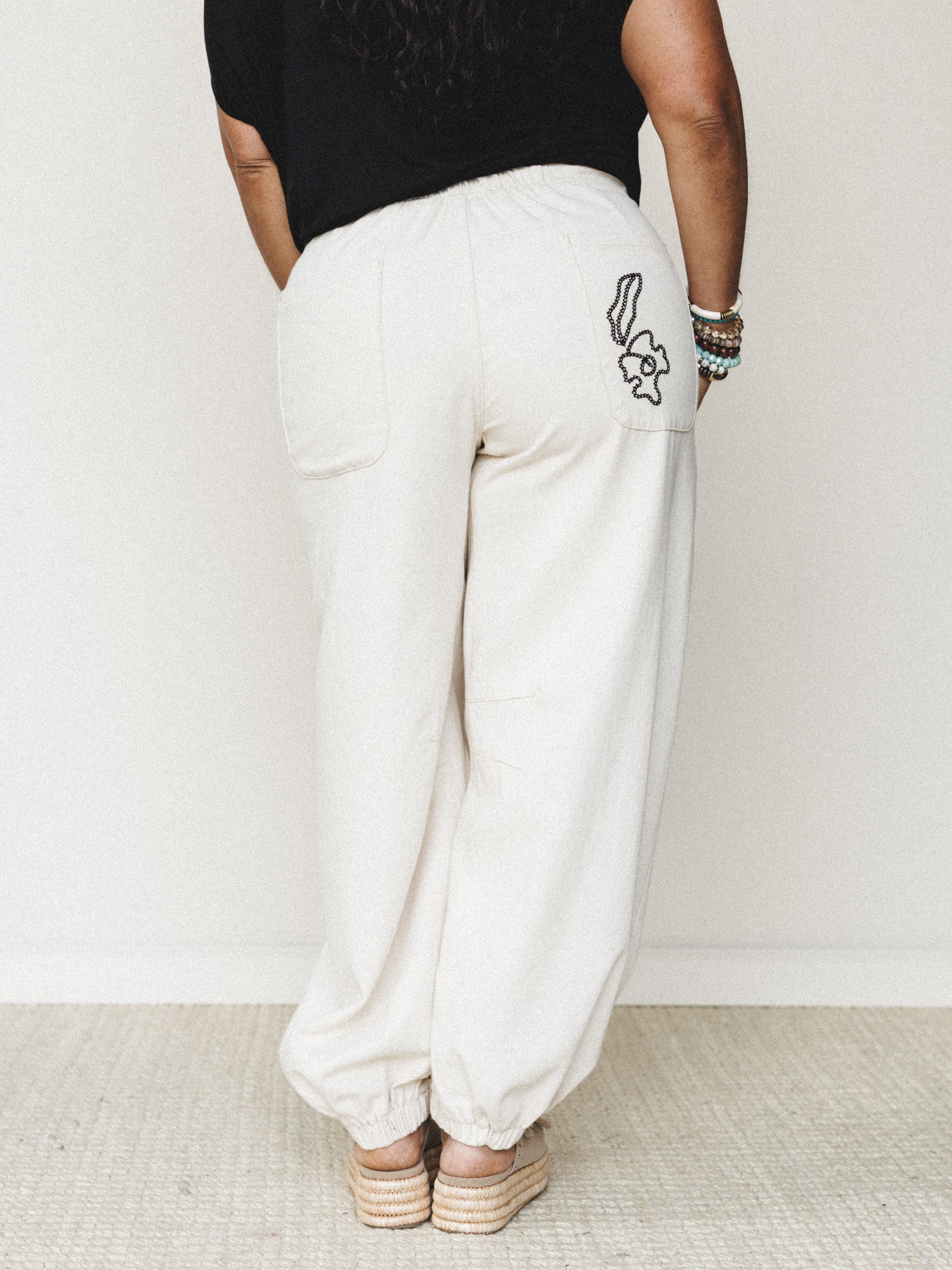 Sweet On You Embroidered Pants - Oat - Image 9