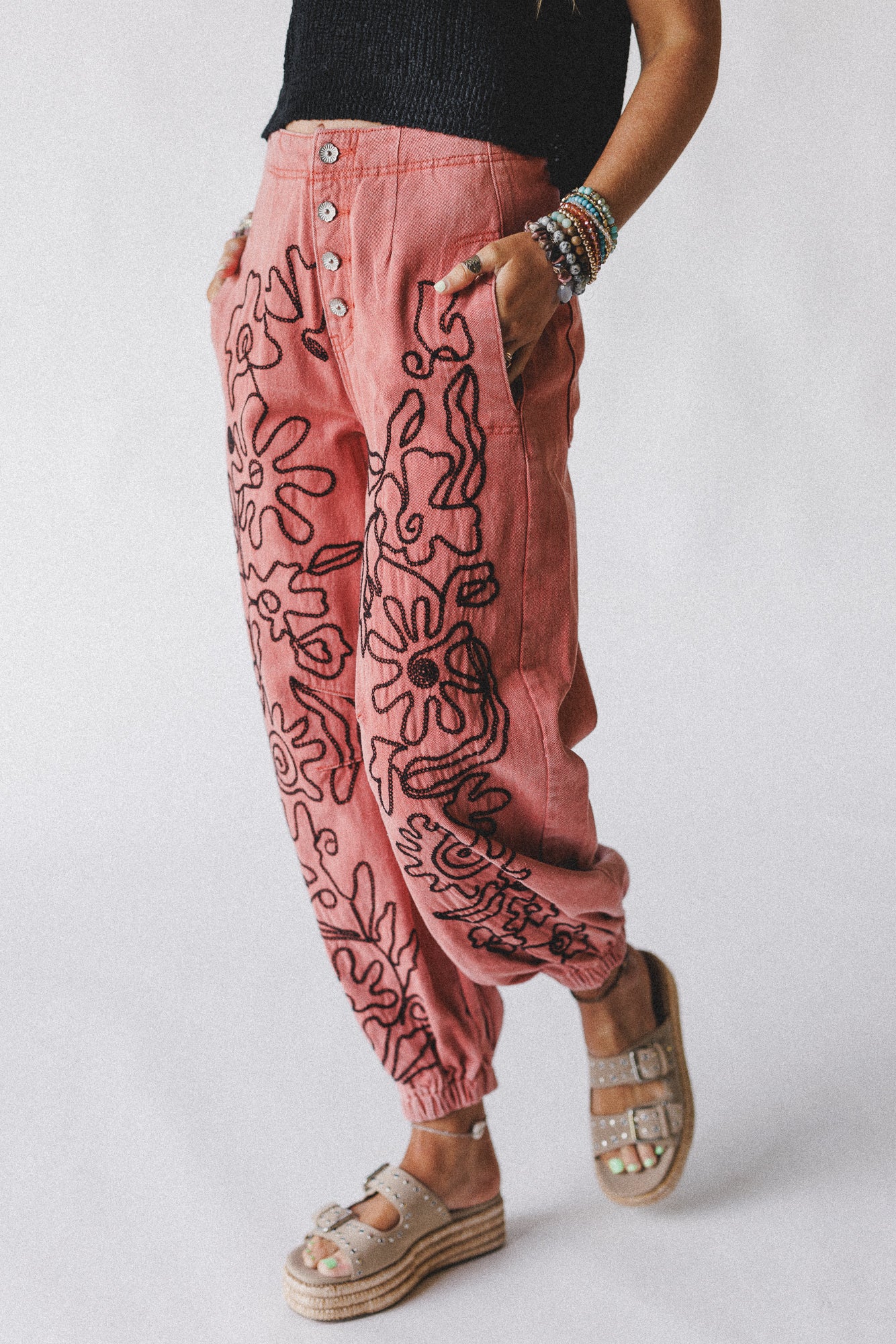 Sweet On You Embroidered Pants - Red - Pre Order - Image 2