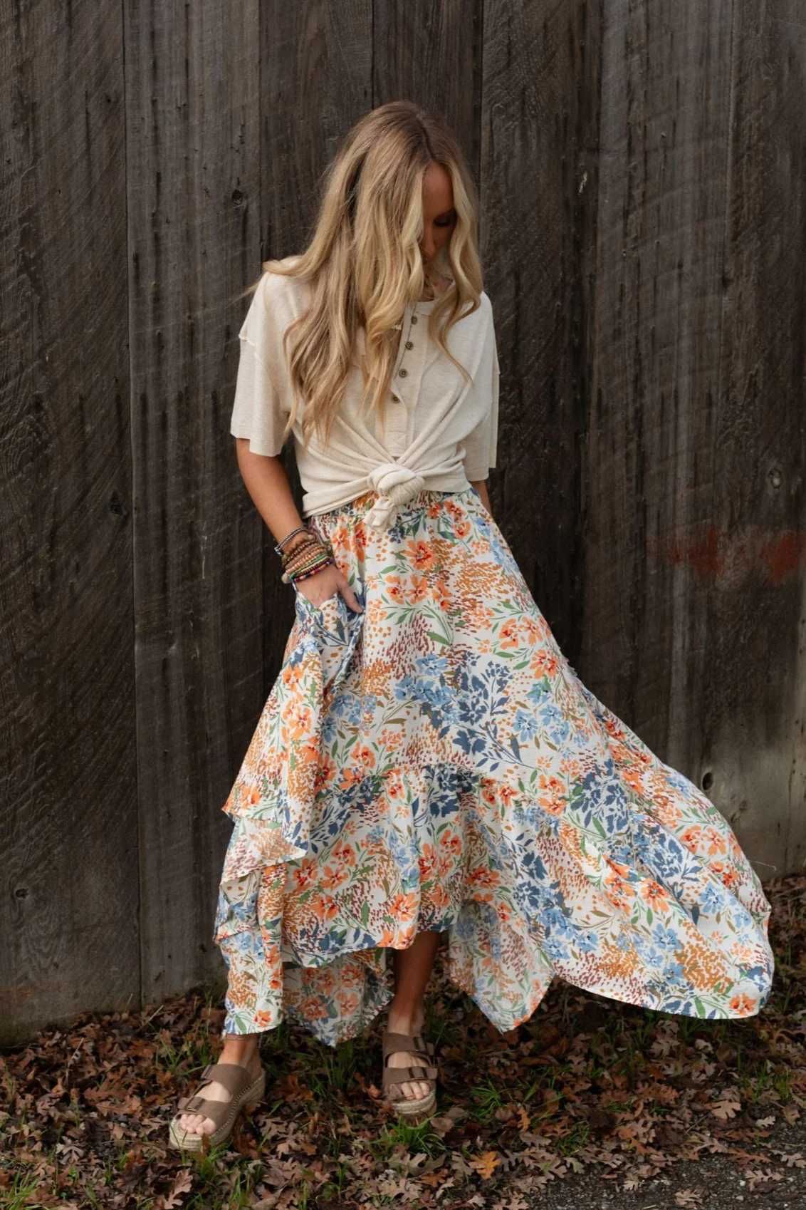 The Nest Swing Of Things Pocketed Midi Skirt - Floral - Image 8