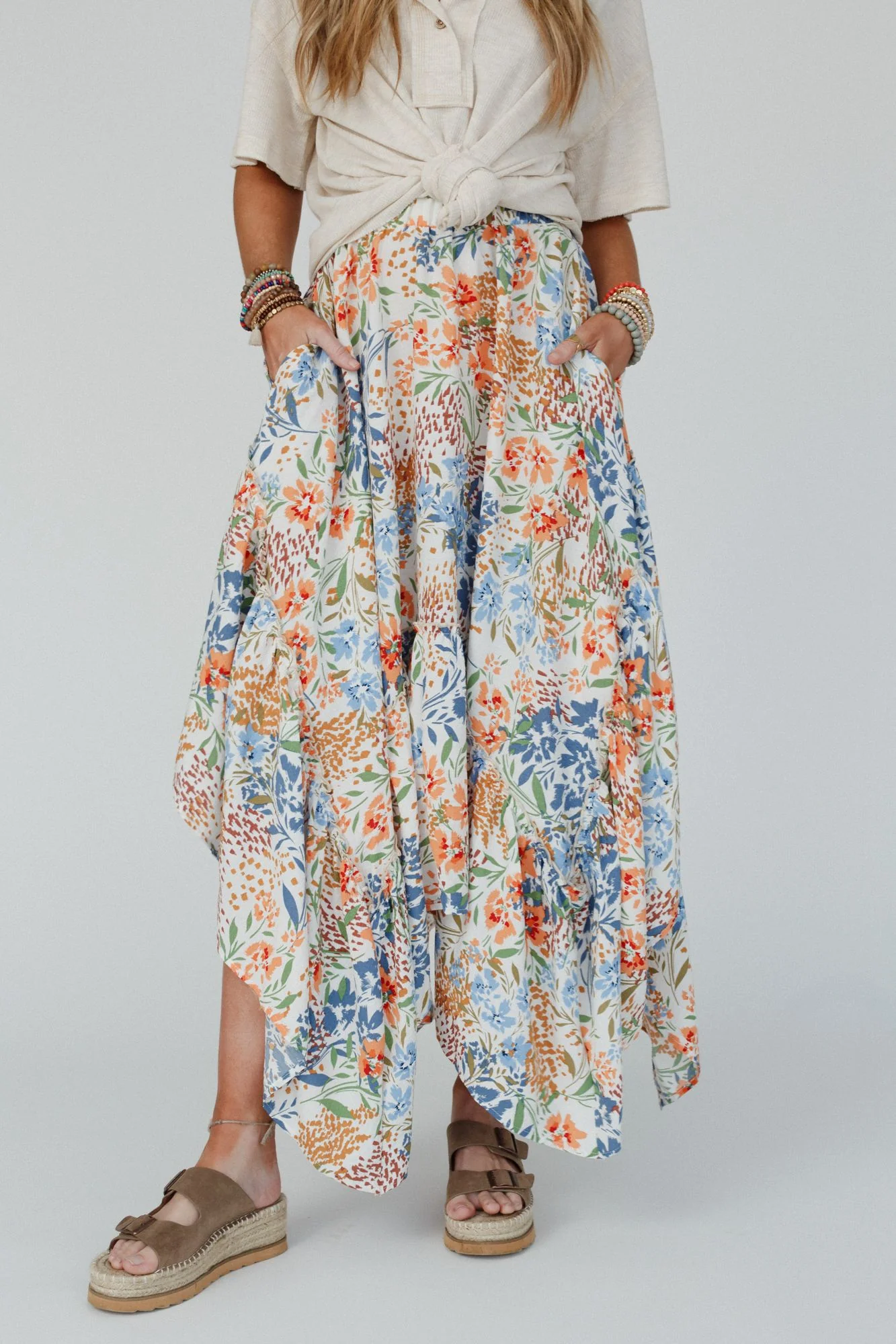 The Nest Swing Of Things Pocketed Midi Skirt - Floral - Image 4