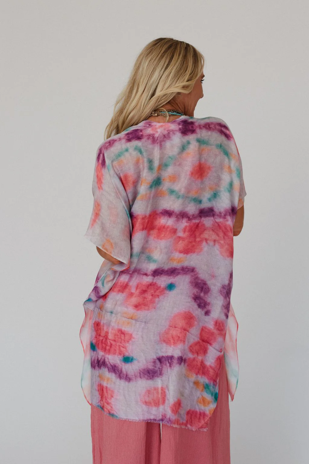 Swirling Sky Kimono - Coral - Image 3